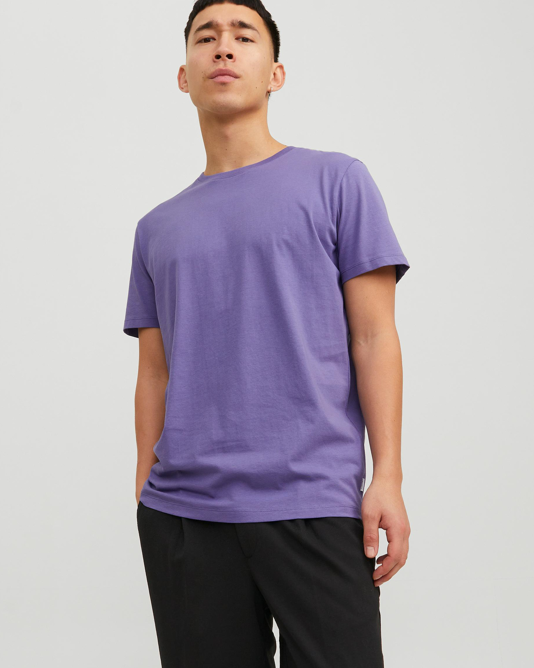 T shirt viola mezza manica tinta unita
