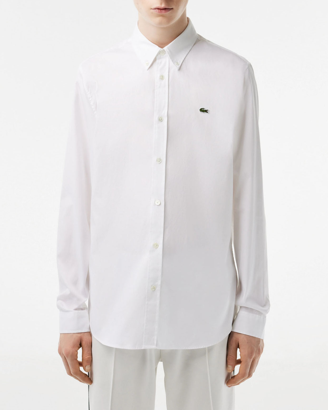 Camicia bianca in Oxford di puro cotone con collo button down