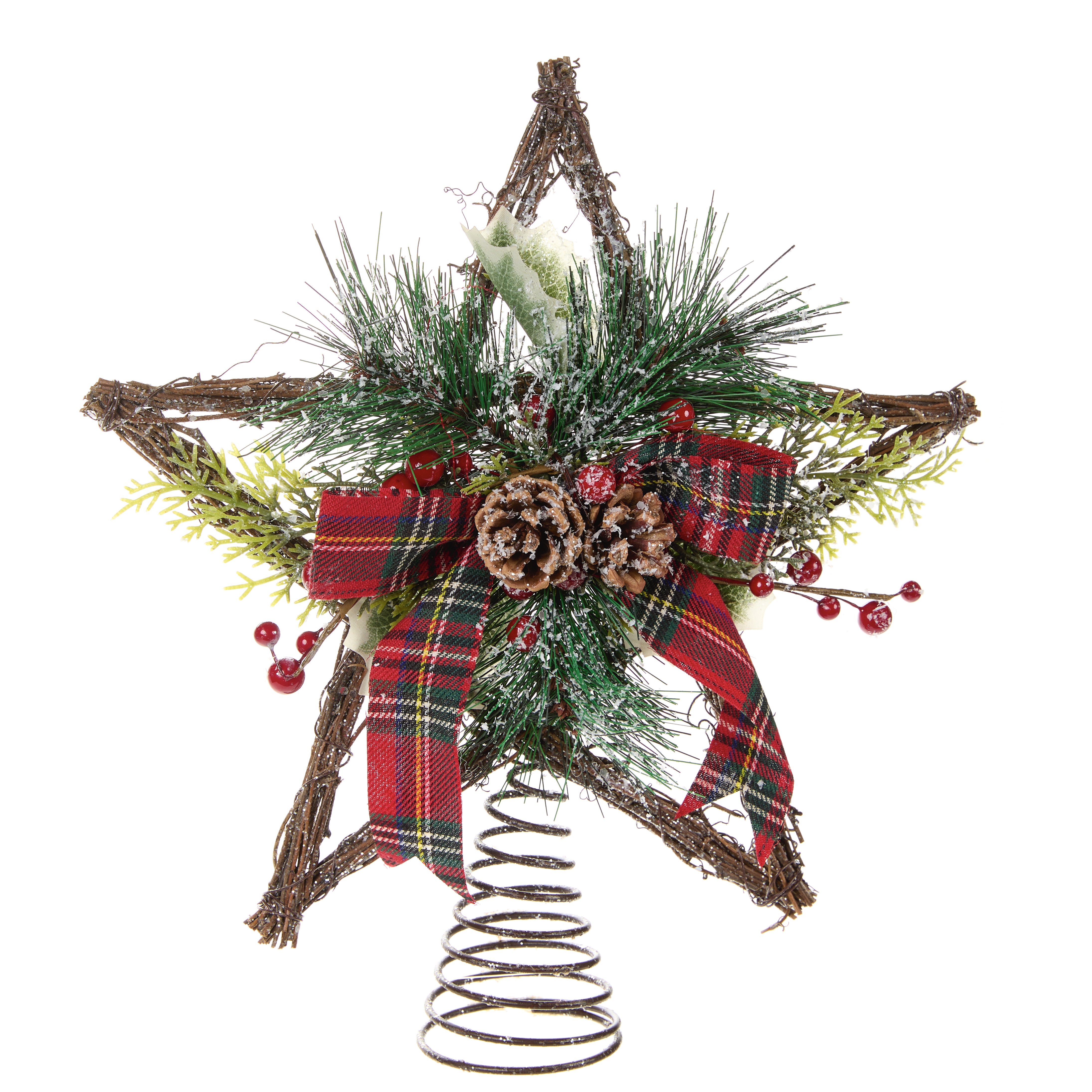 Puntale per Albero di Natale Stella con Fiocco 30x6x33  Nuvole di Stoffa