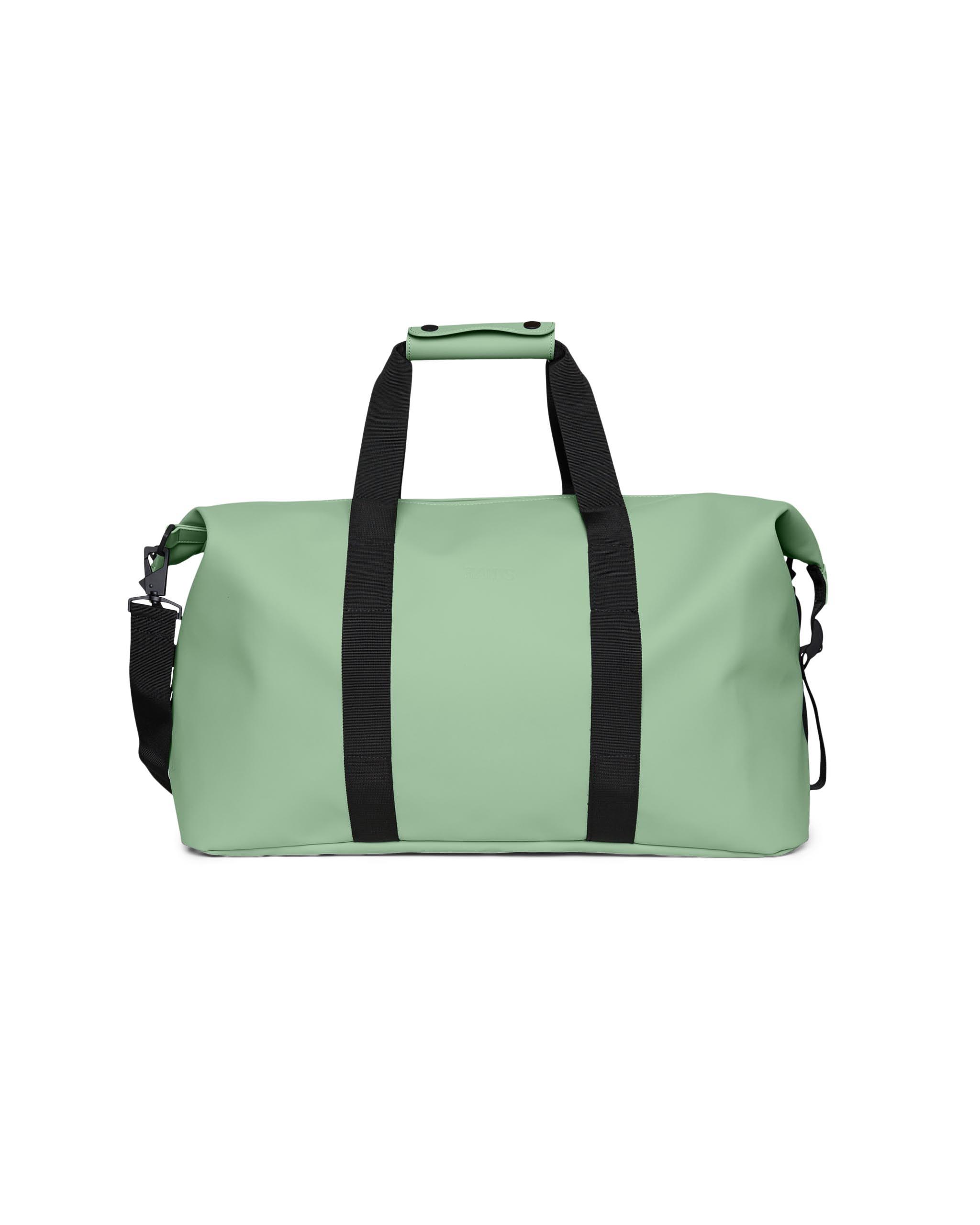 Borsa Weekend Bag verde acqua in tessuto impermeabile effetto gommato con  tracolla removibile