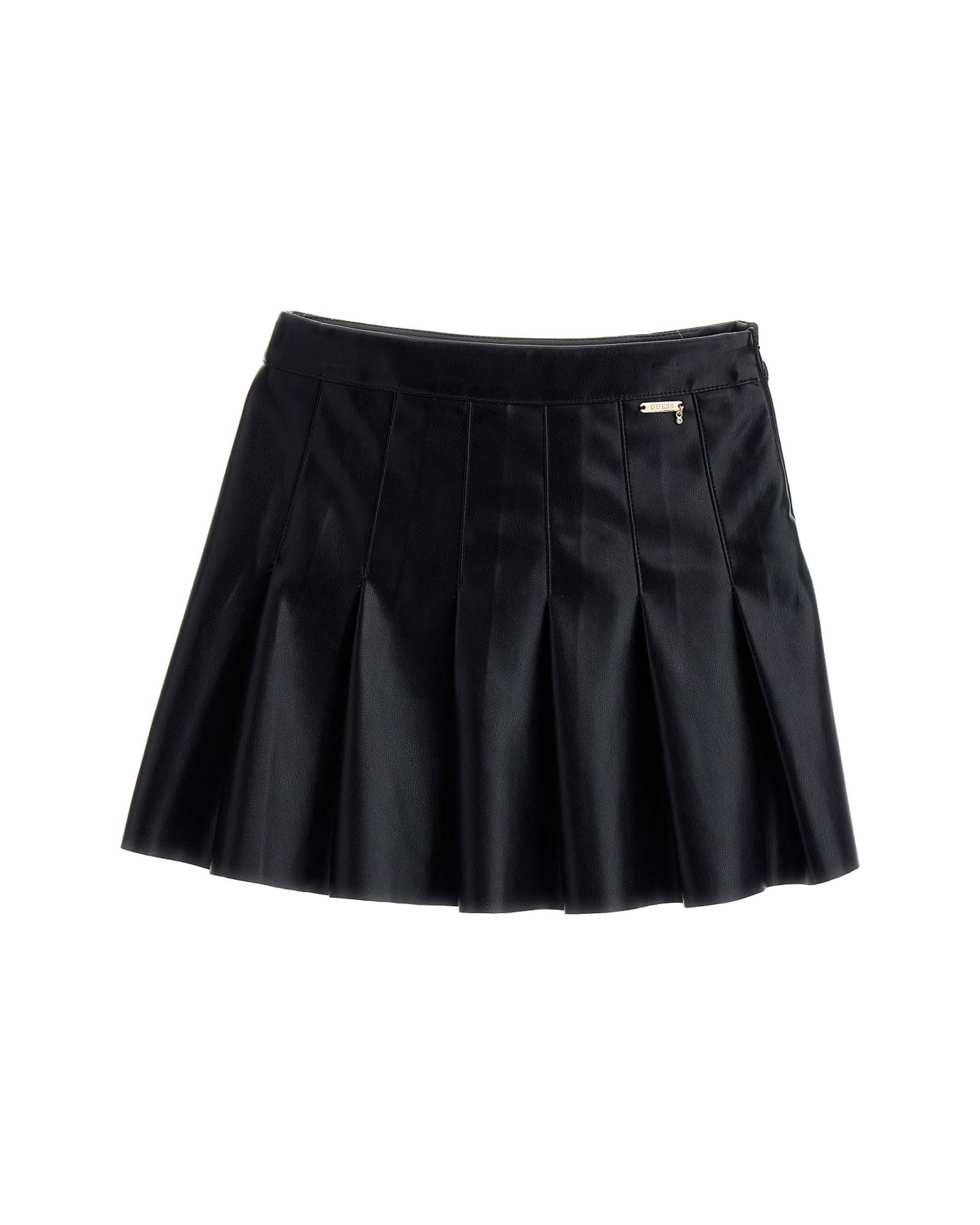 Gonna nera in ecopelle con pinces