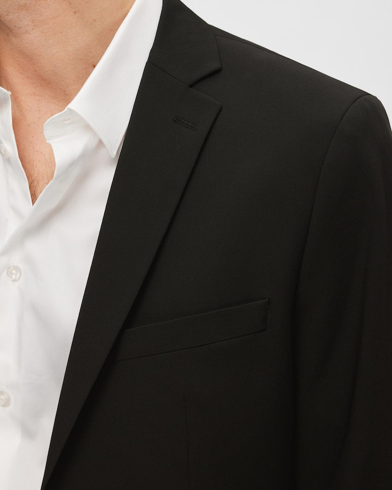 Blazer Selected Homme nero in tela di misto viscosa stretch con chiusura monopetto image