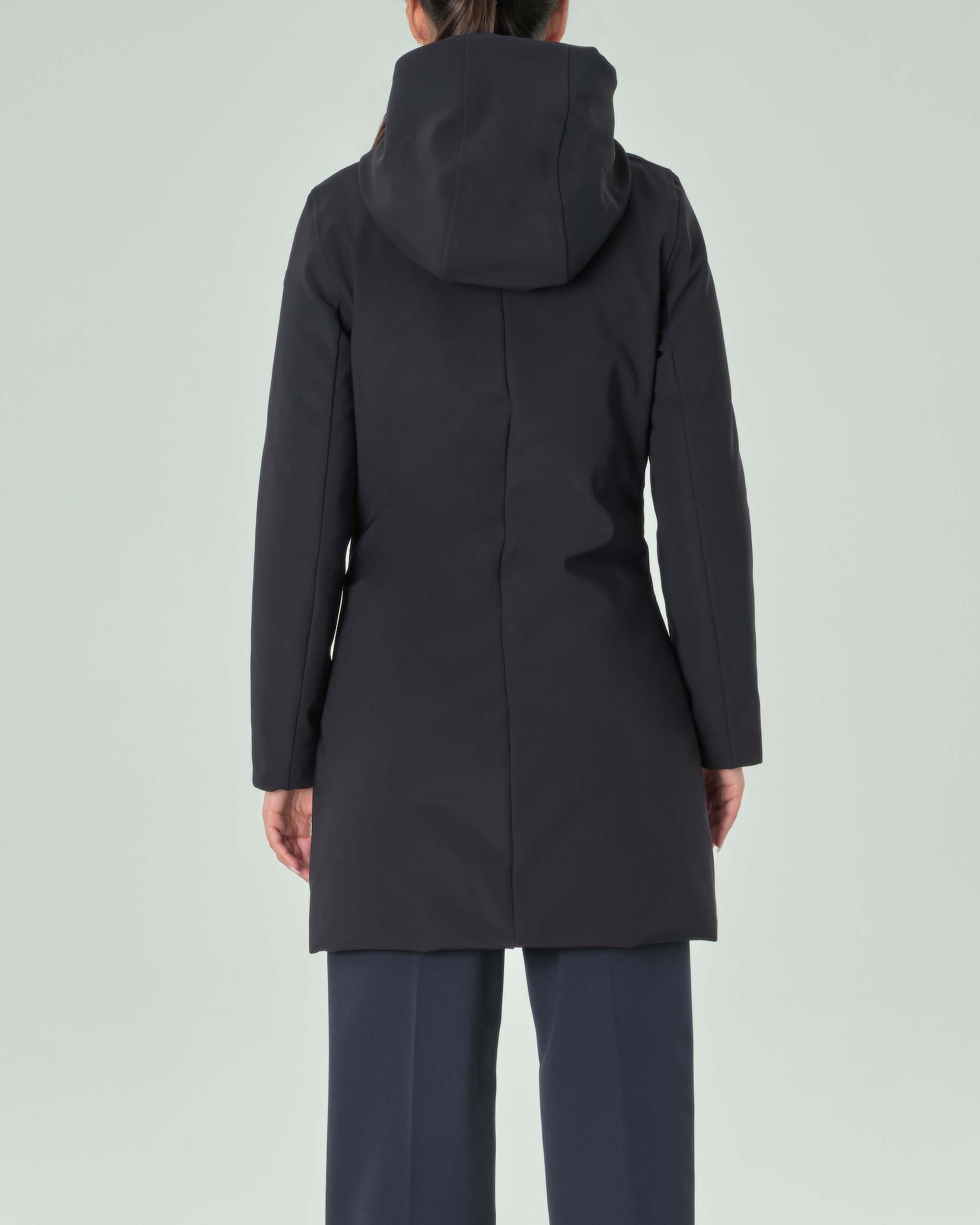 Cappotto blu navy imbottito Long Lady con cappuccio fisso Pellizzari