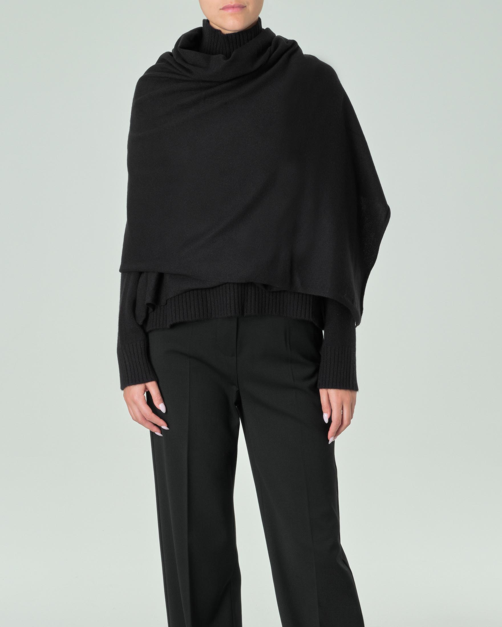 Sciarpa nera in puro cashmere