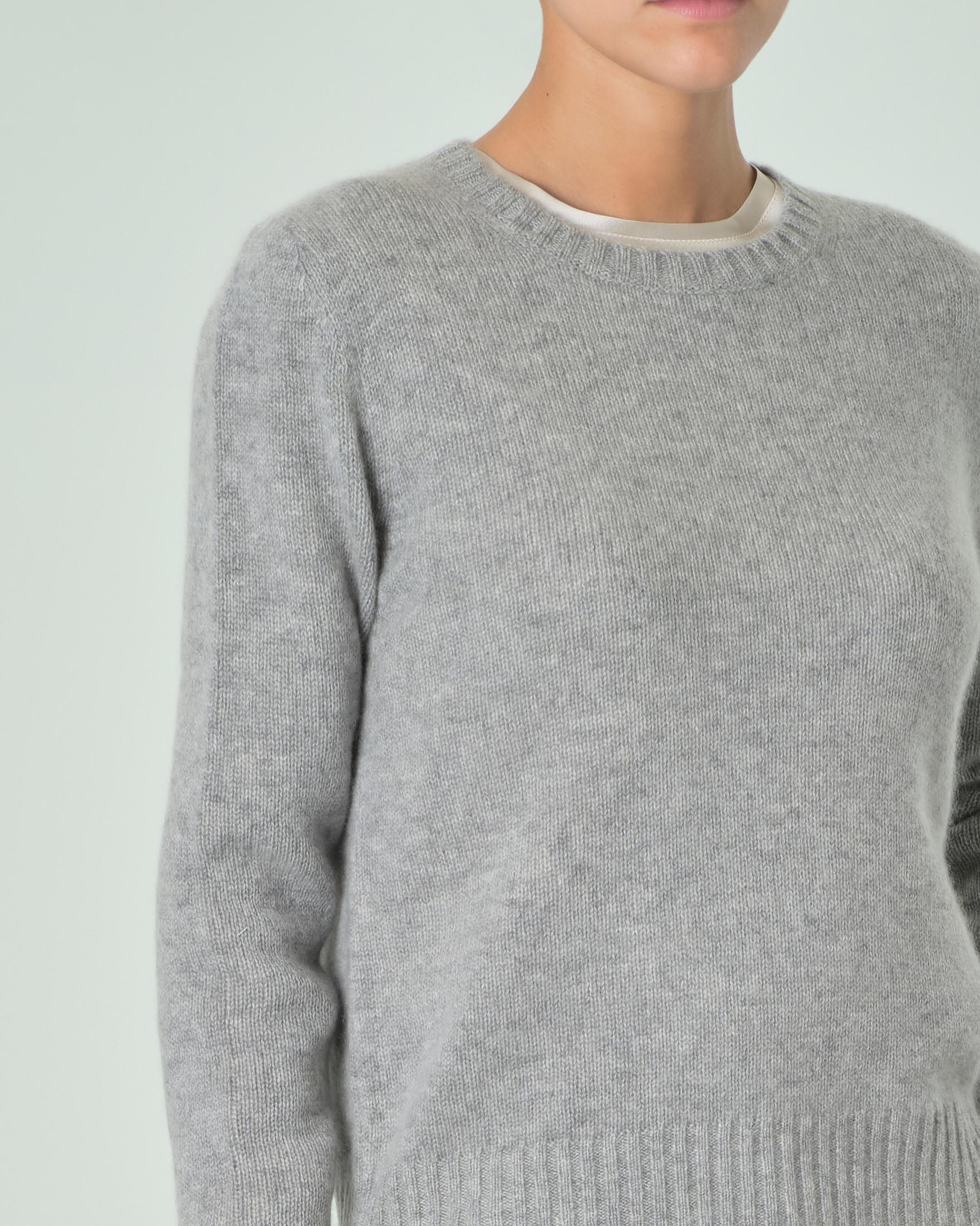 SANGTREE Maglione Donna In Misto Cashmere – Grigio, Girocollo, XX-Large (56/58 IT)