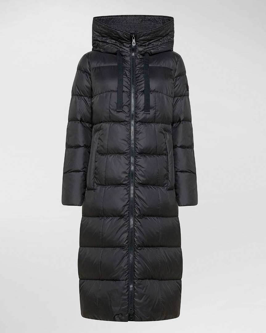 Piumino bianco imbottitto in piuma riciclata con cappuccio modello Nunki