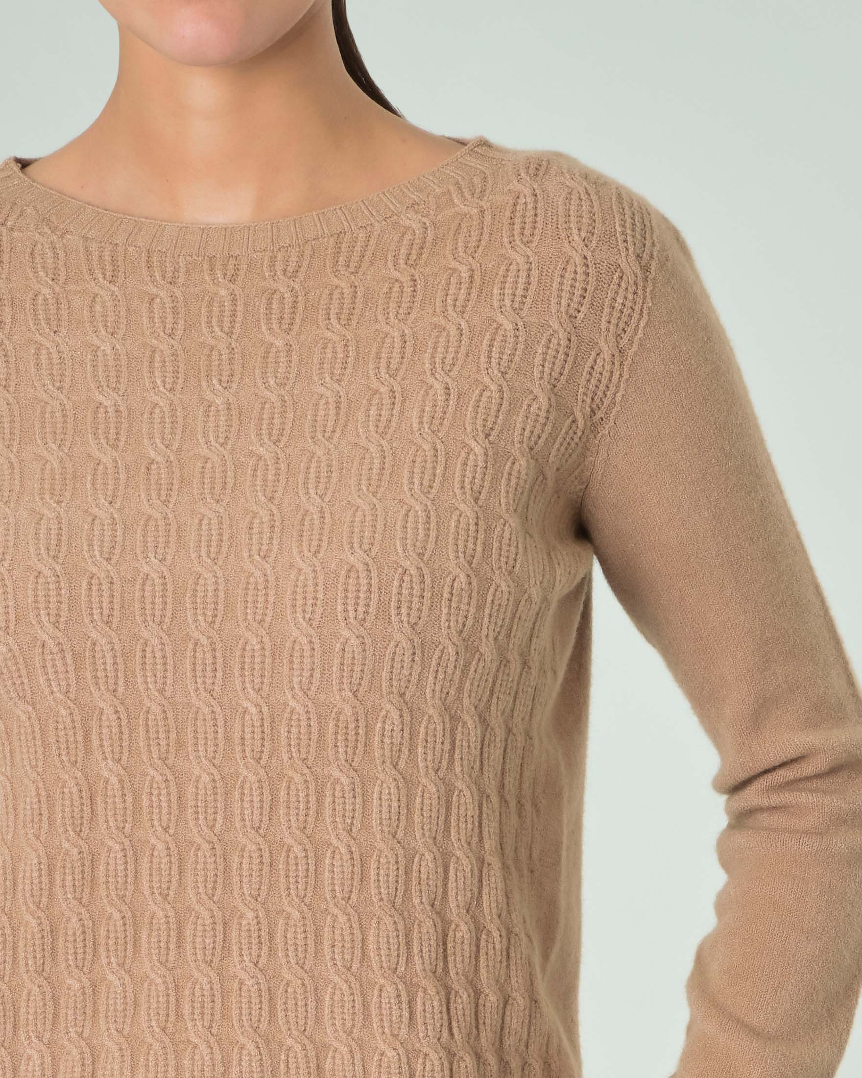 Lorenzo T Shirt Cammello In Maglia Jacquard