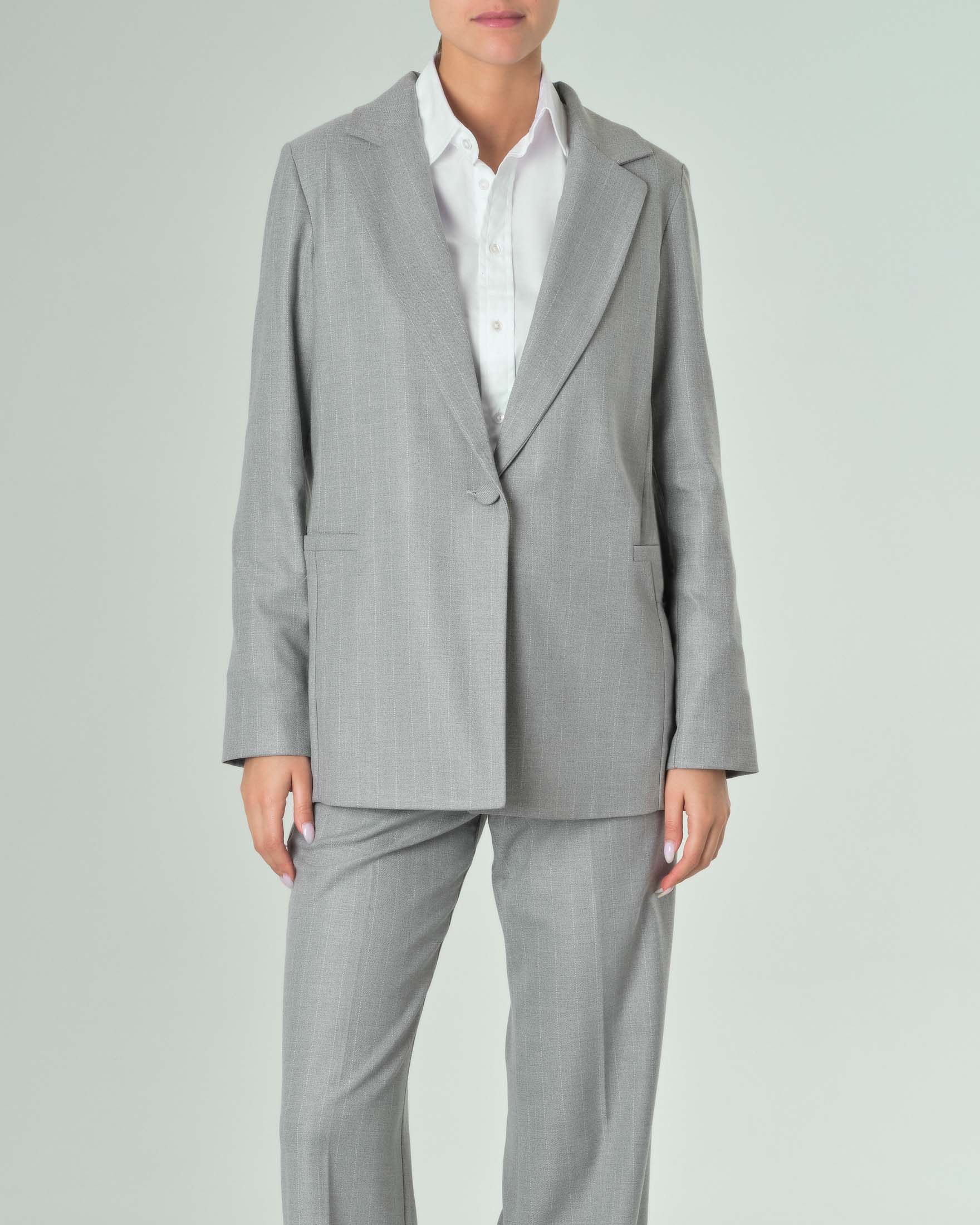 Giacca blazer in misto lana con paillettes Donna, Grigio