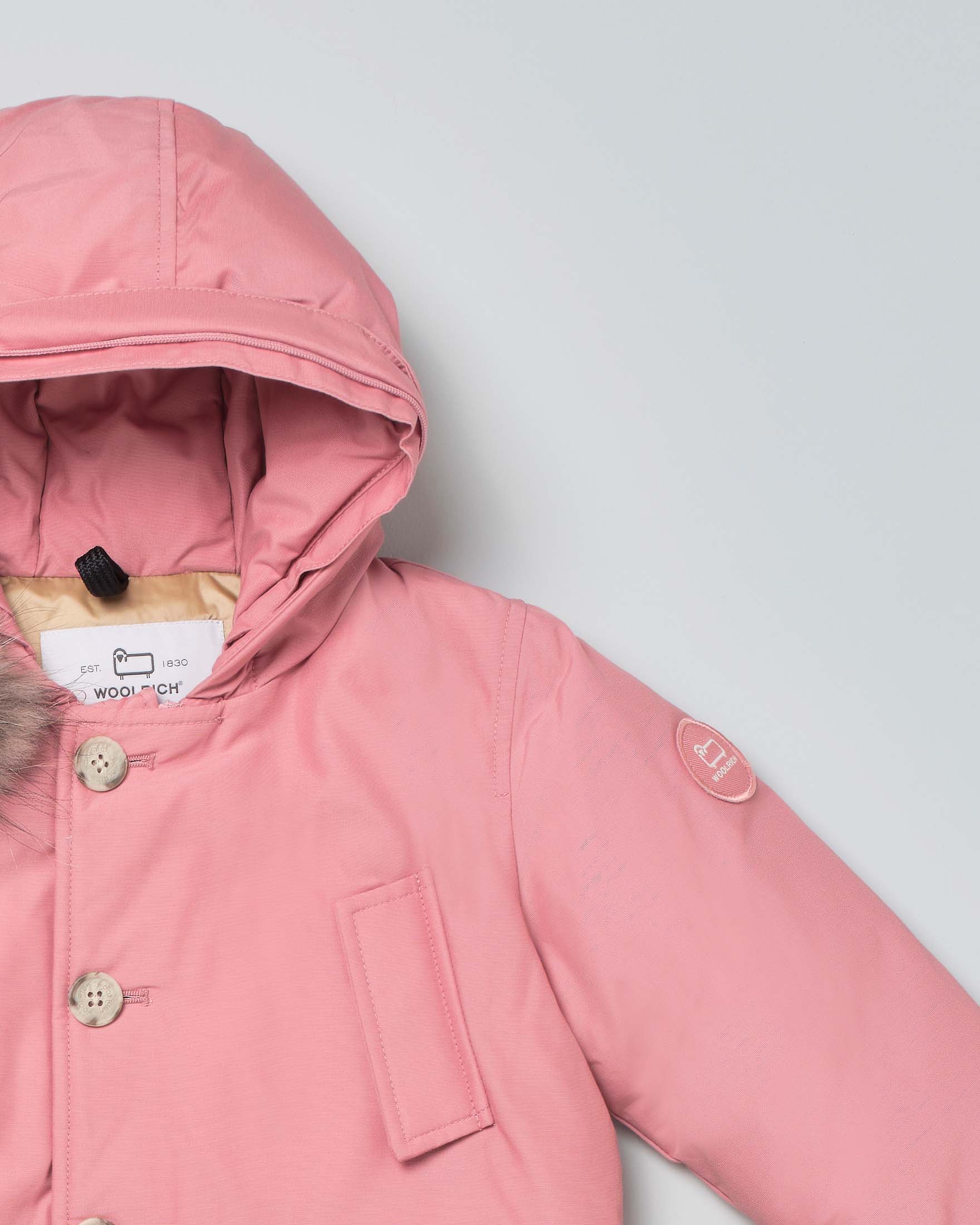 Baby Arctic Parka Woolrich  rosa con cappuccio e pelliccia staccabili  image
