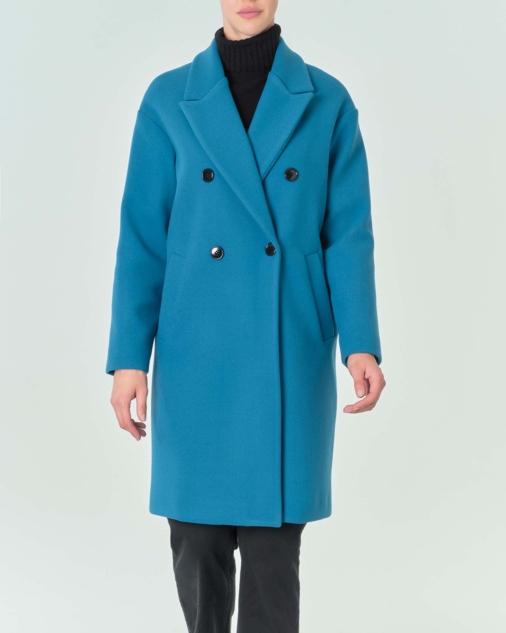 Cappotto lungo a doppiopetto in misto lana · Verde · Elegante / Cappotti E  Giacche