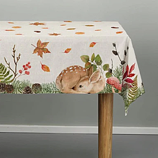 Rectangular cotton tablecloth BRIENNE autumn deer