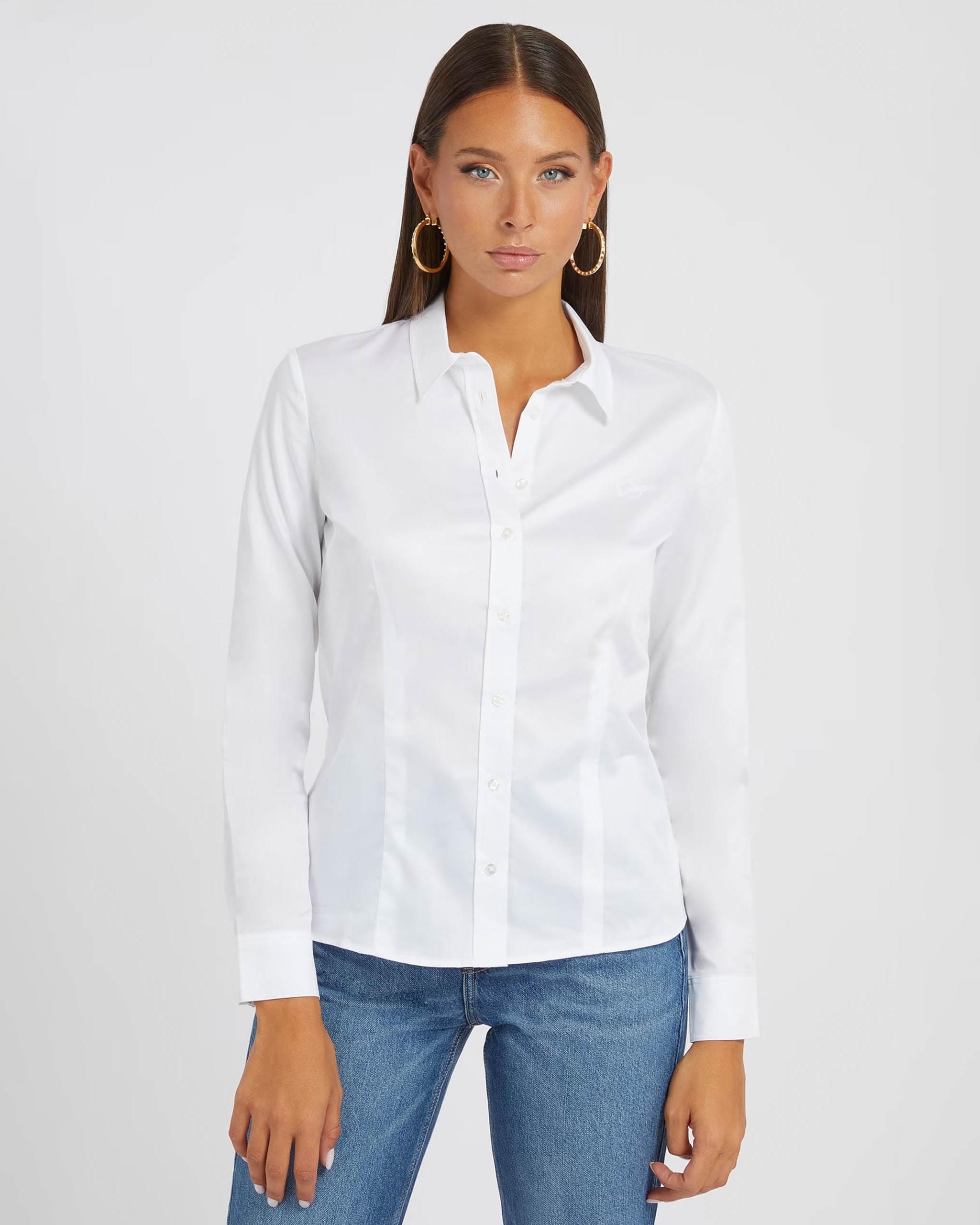 Camicia bianca in popeline di cotone stretch dalla vestibilit