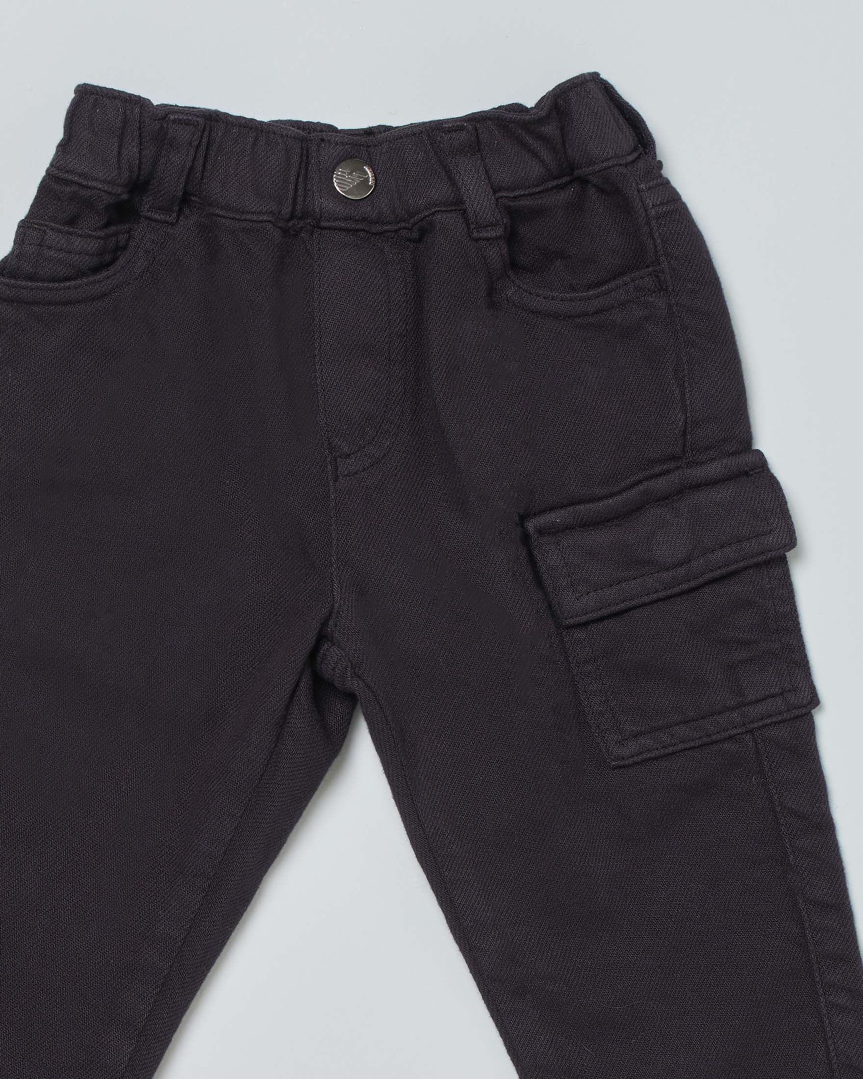 Pantalone Emporio Armani blu in bull di cotone con tascone applicato  image