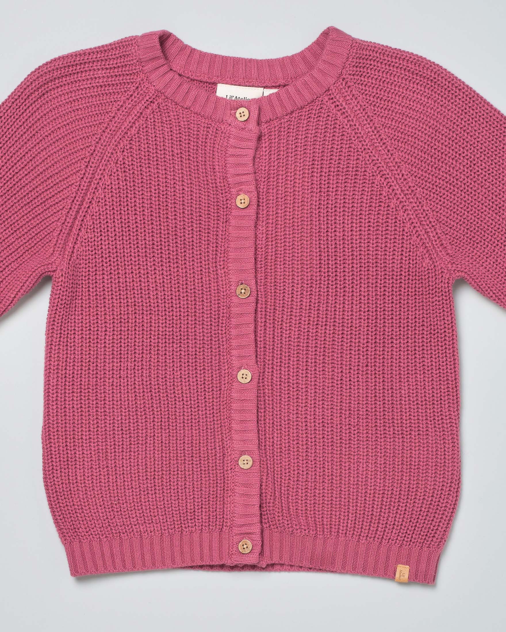 Cardigan rosa in cotone lavorato  image