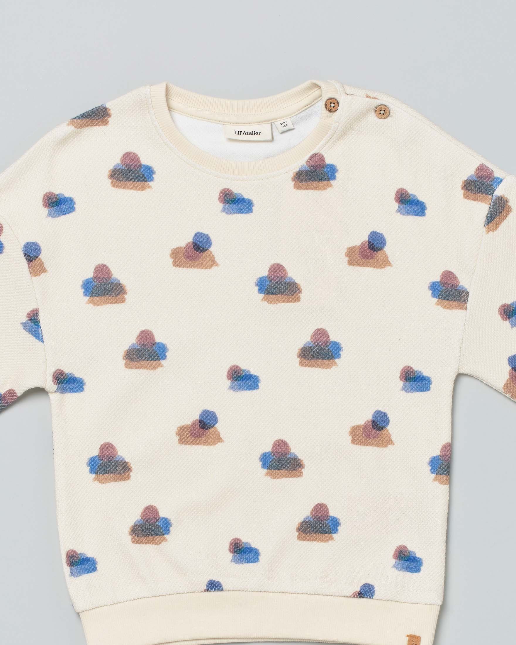 Felpa beige in cotone a fantasia colorata all-over  image