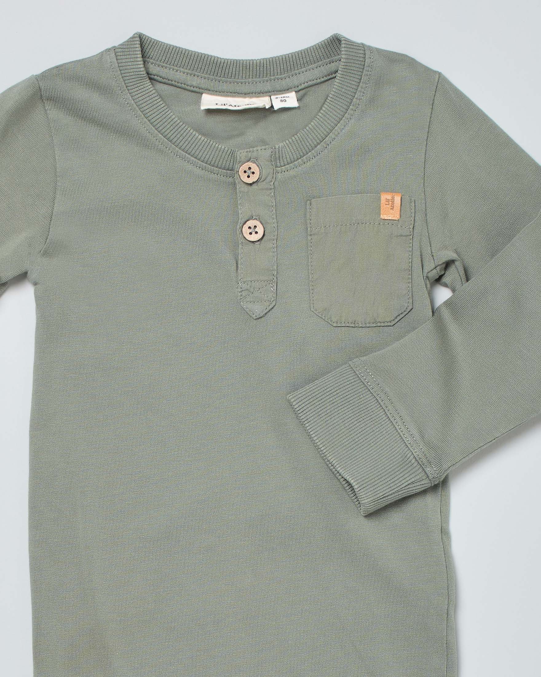 Body salvia in cotone a manica lunga con taschino  image