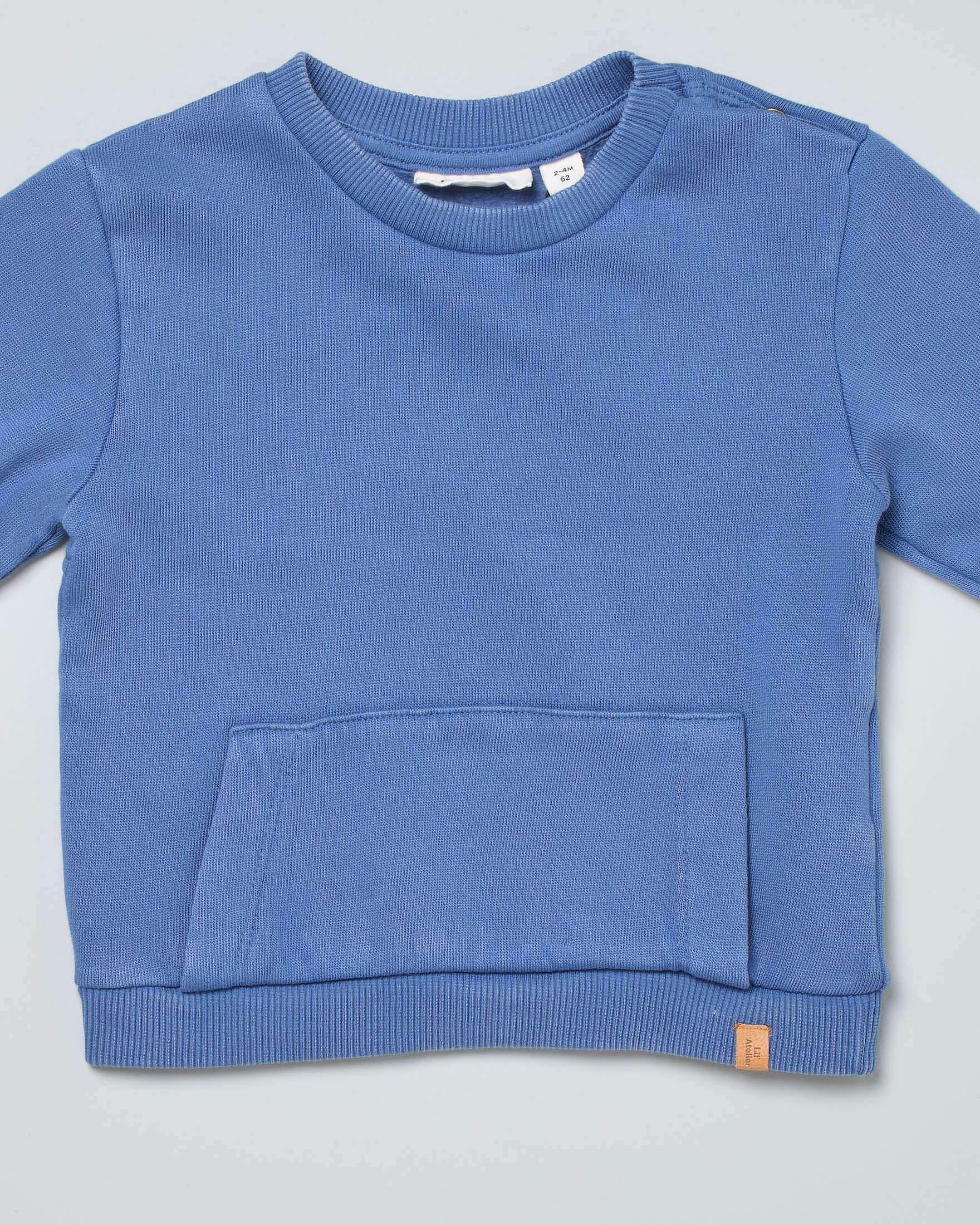 Felpa avio in cotone felpata con tasca a marsupio 1-18 mesi image