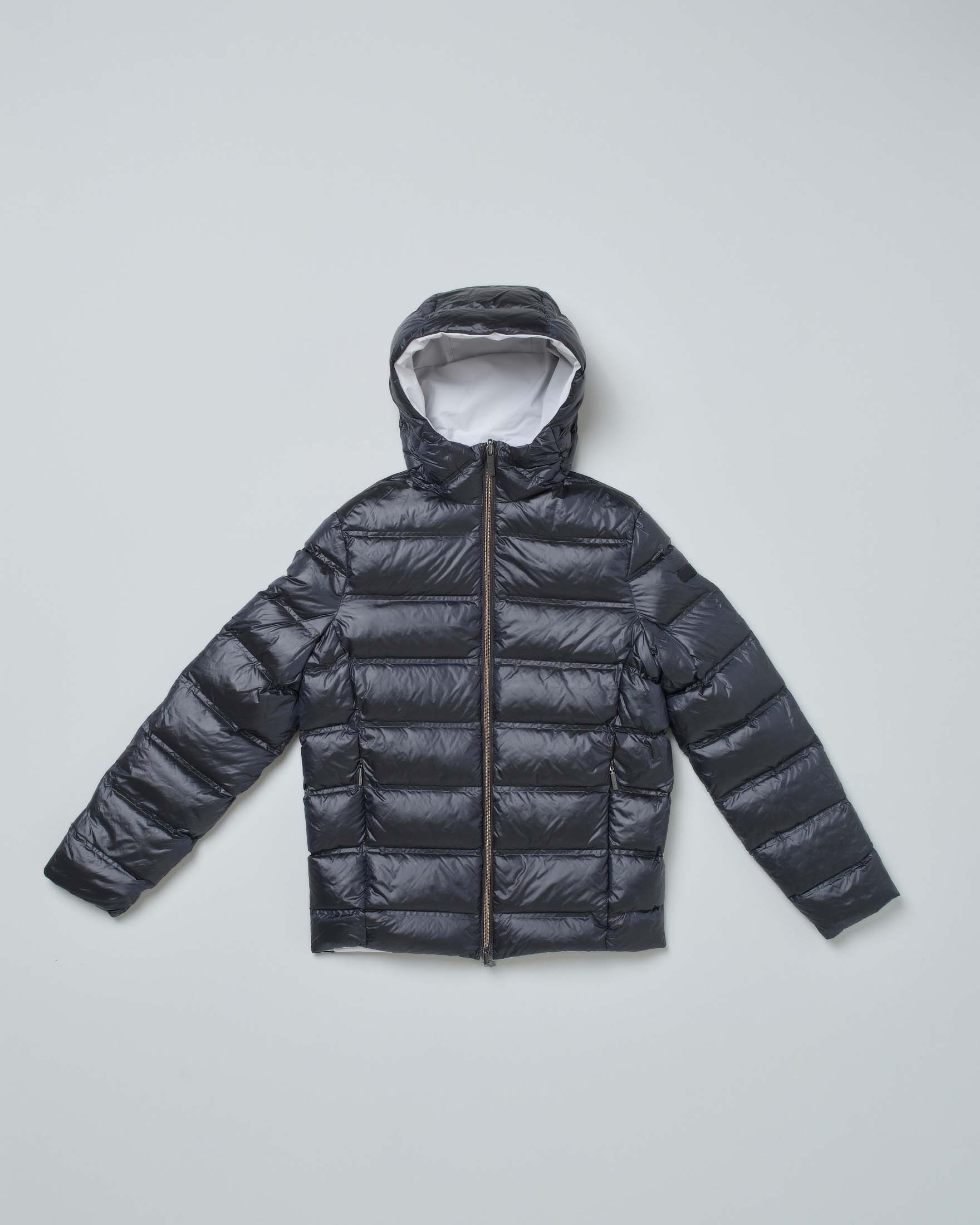 Giacca grigia in tessuto tecnico stretch reversibile in piumino nero  image