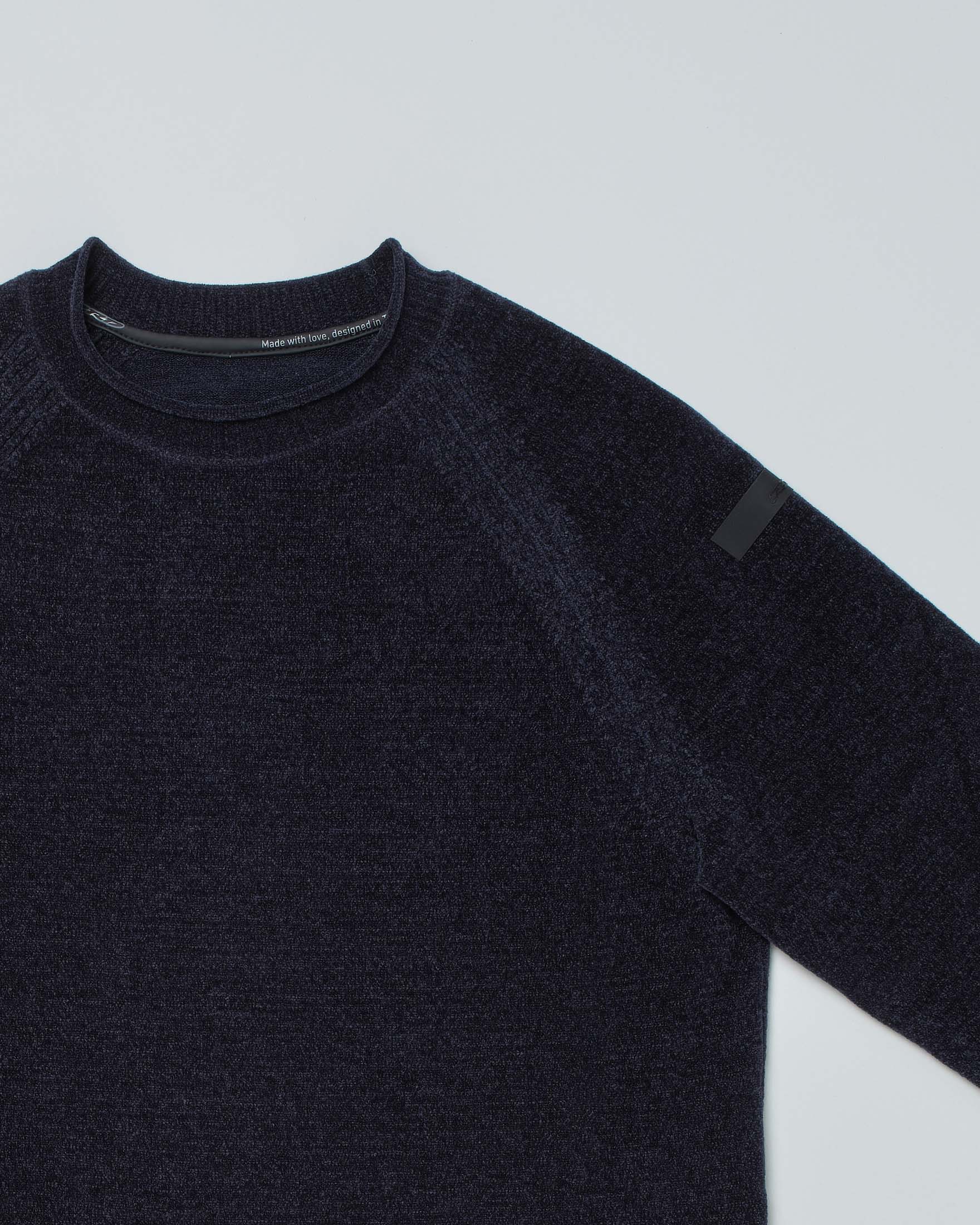 Maglia blu in ciniglia con manica raglan  image