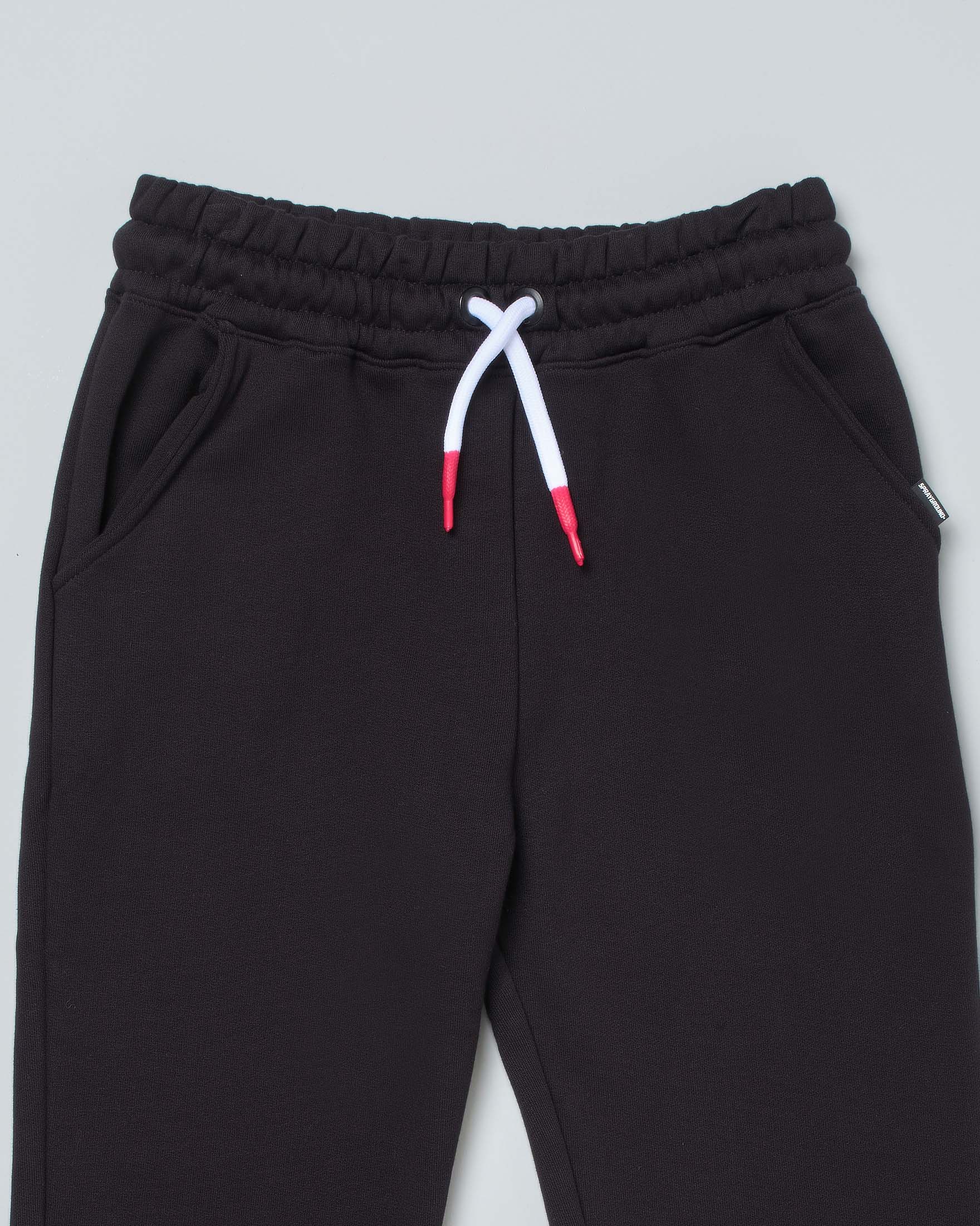 Pantaloni neri in felpa di cotone con scritta logo sul retro 10-16 anni image