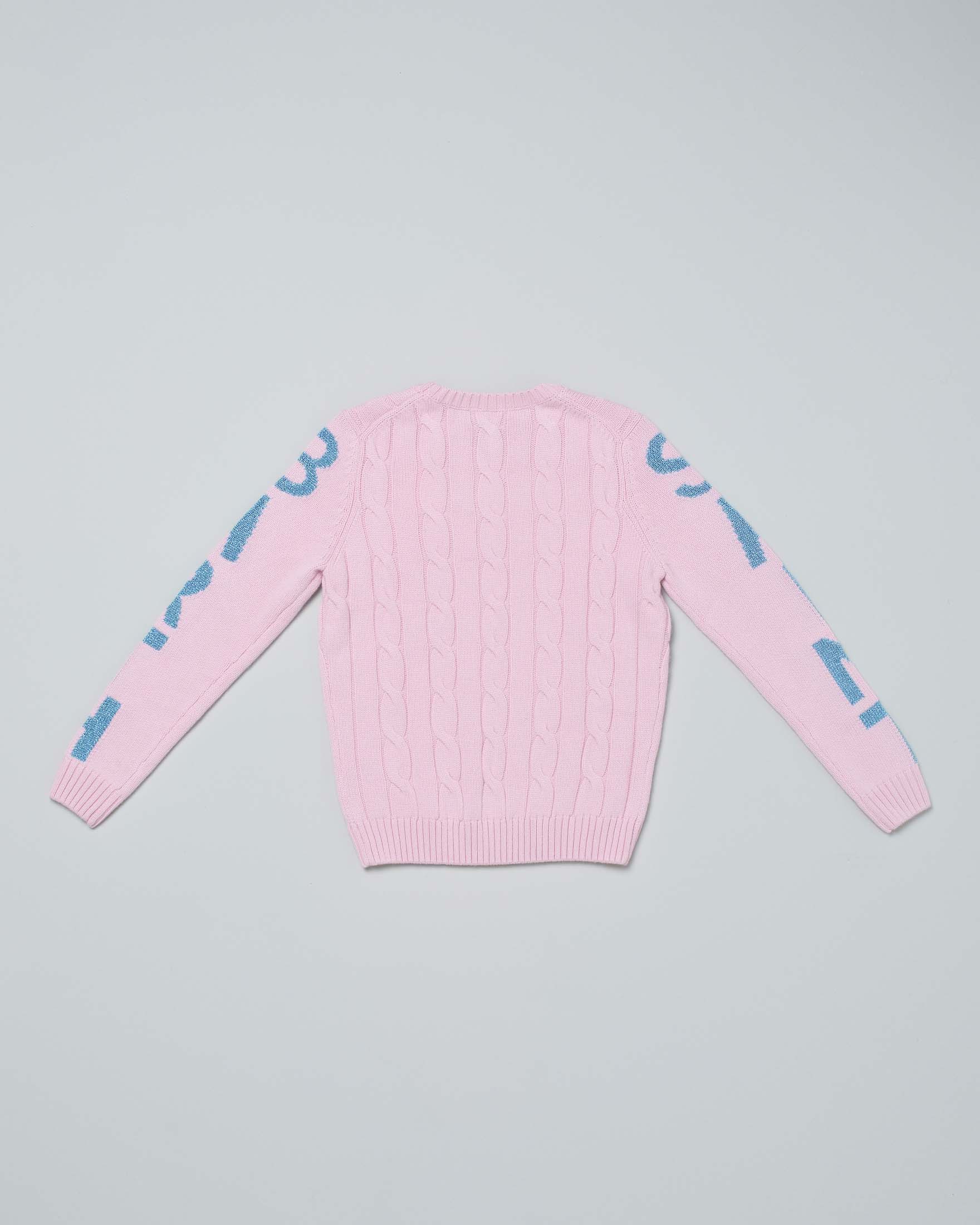 Maglia MC2 Saint Barth rosa in misto lana e cashmere a trecce con