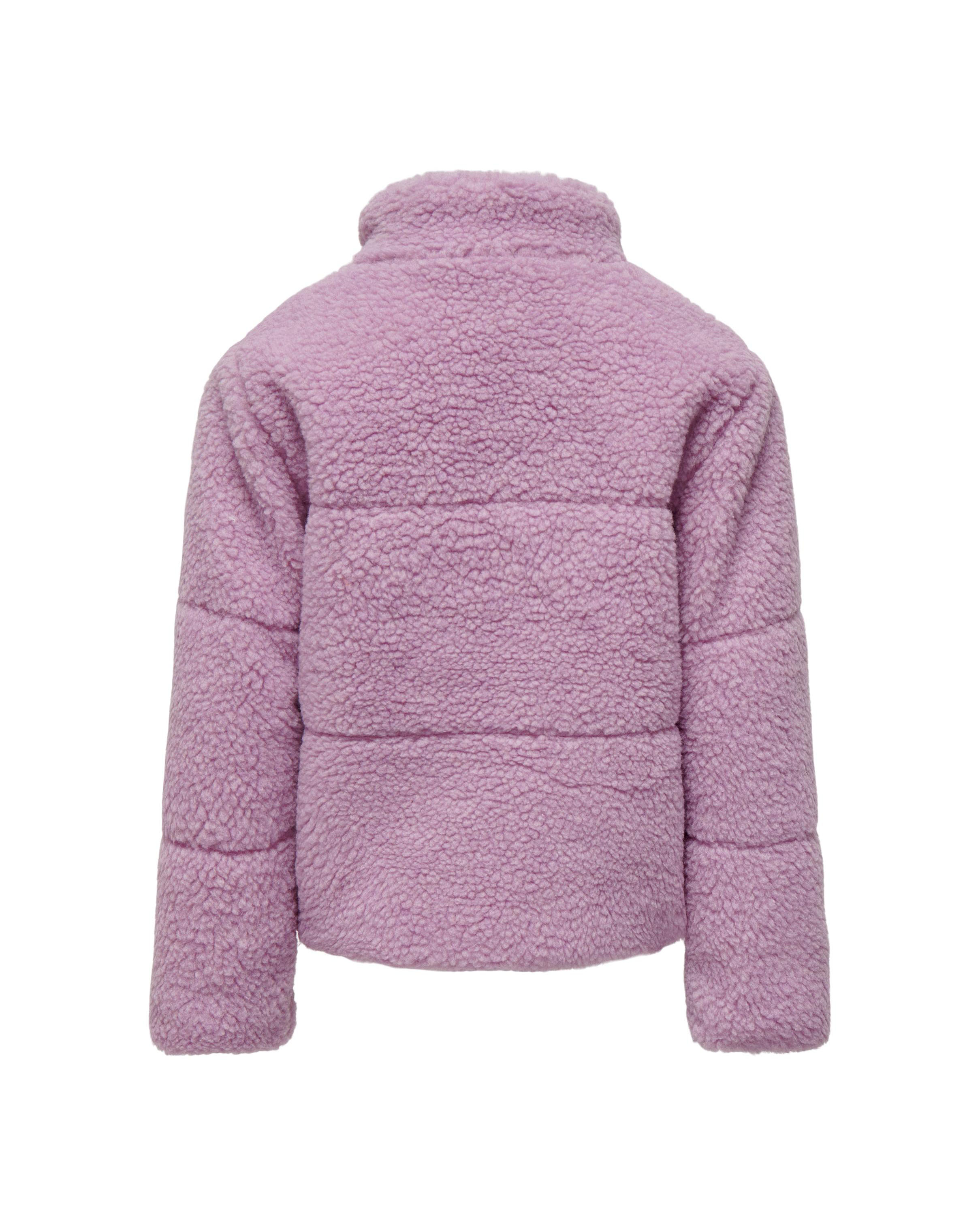 Giubbino color lavanda a collo alto in sherpa con trapuntatura orizzontale e tasche a filo ai fianchi  image