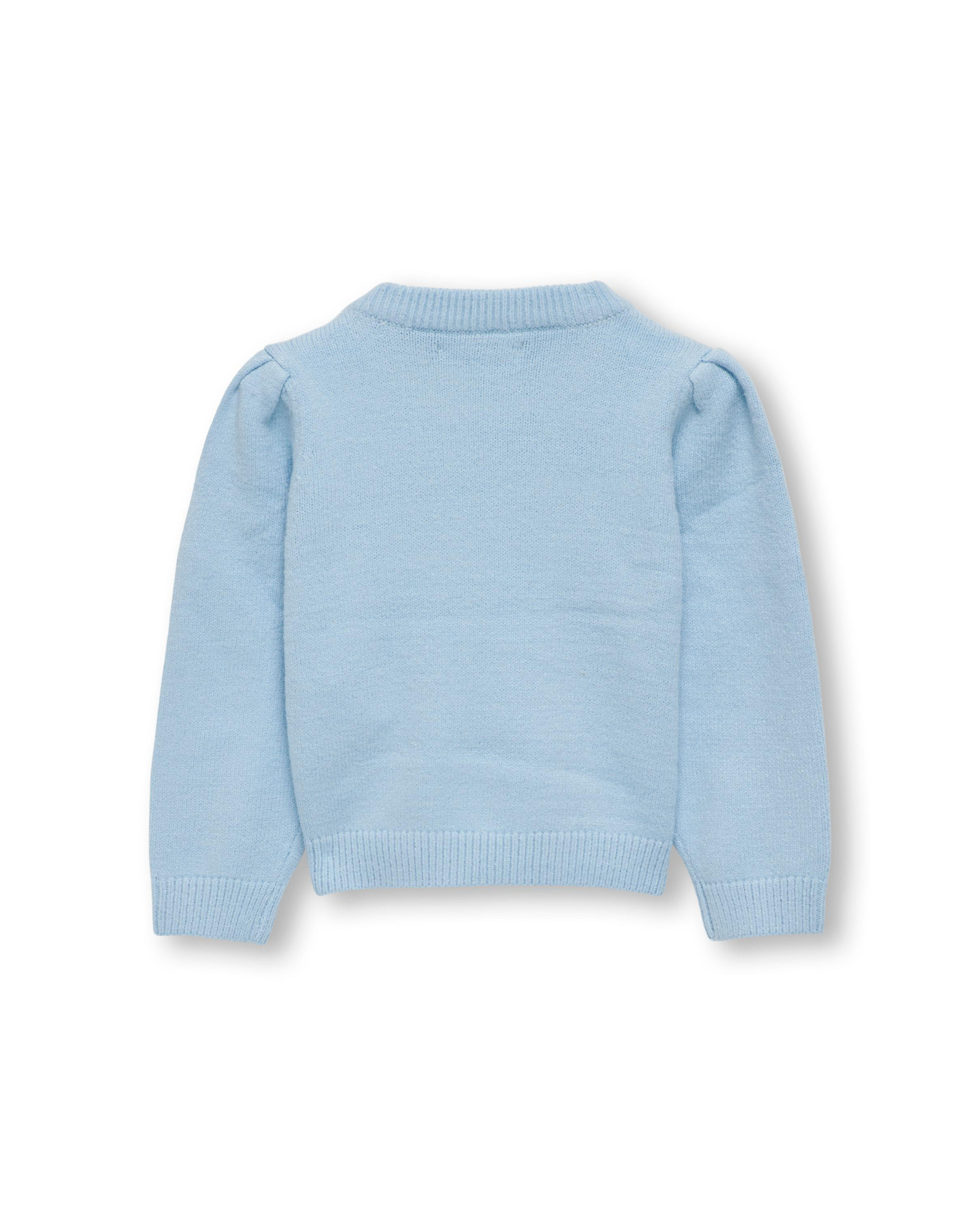 Maglia azzurra in viscosa melange con scollo a giro e sbuffi sulla spalla  image