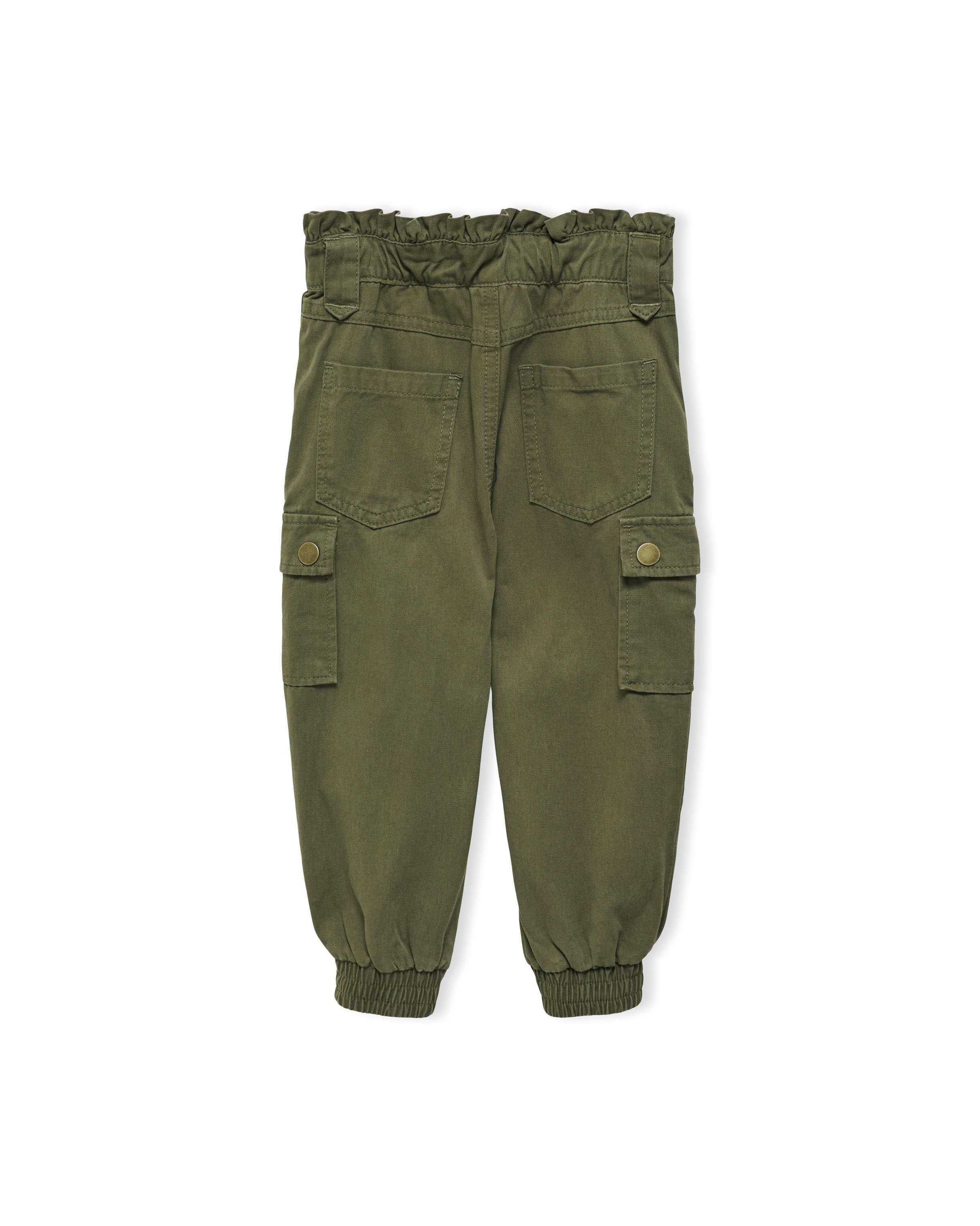 Pantaloni cargo verde militare in puro cotone con pinces sul