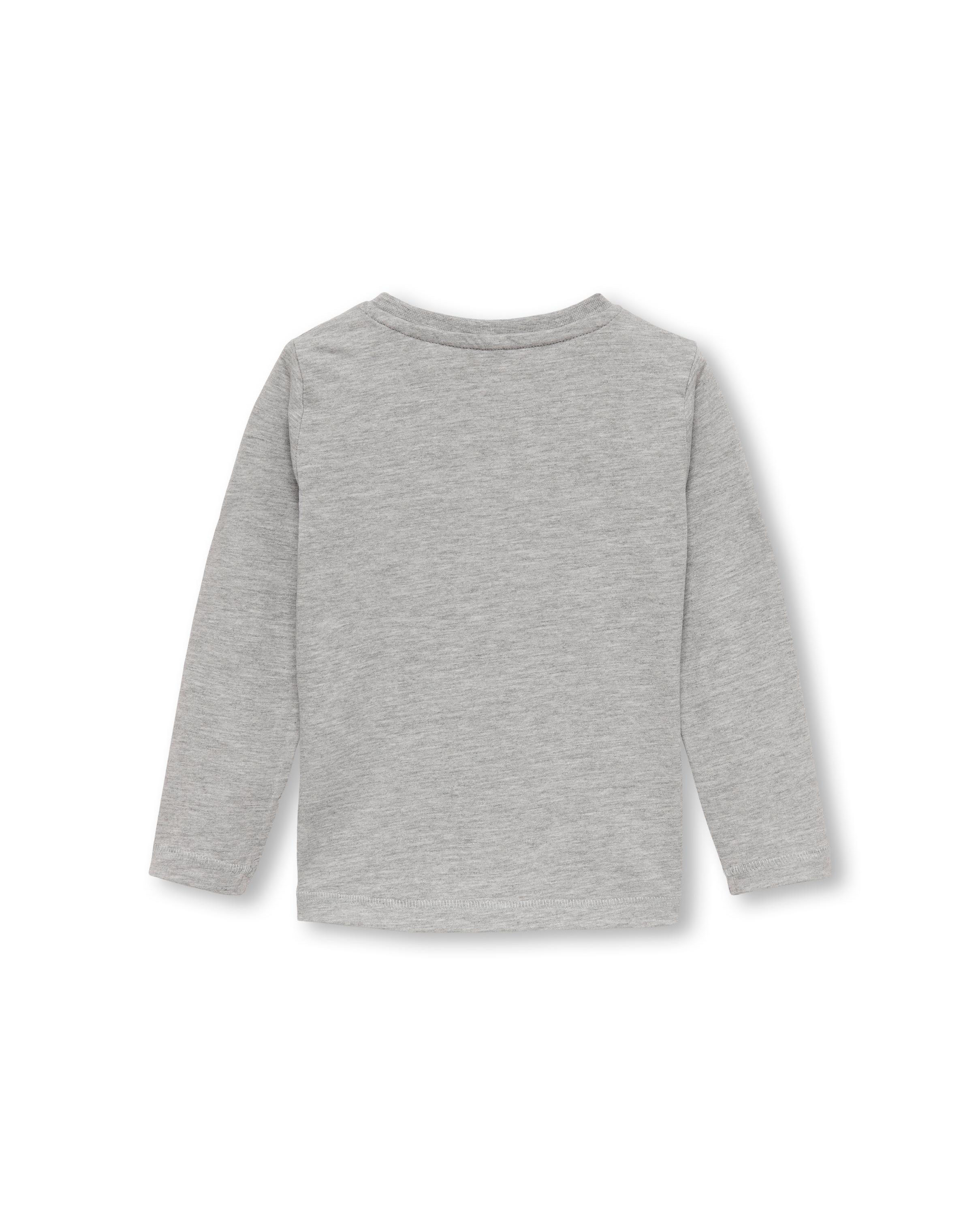 T-shirt a maniche lunghe grigia in puro cotone con stampa gelato e stella glitterata 3-7 anni image