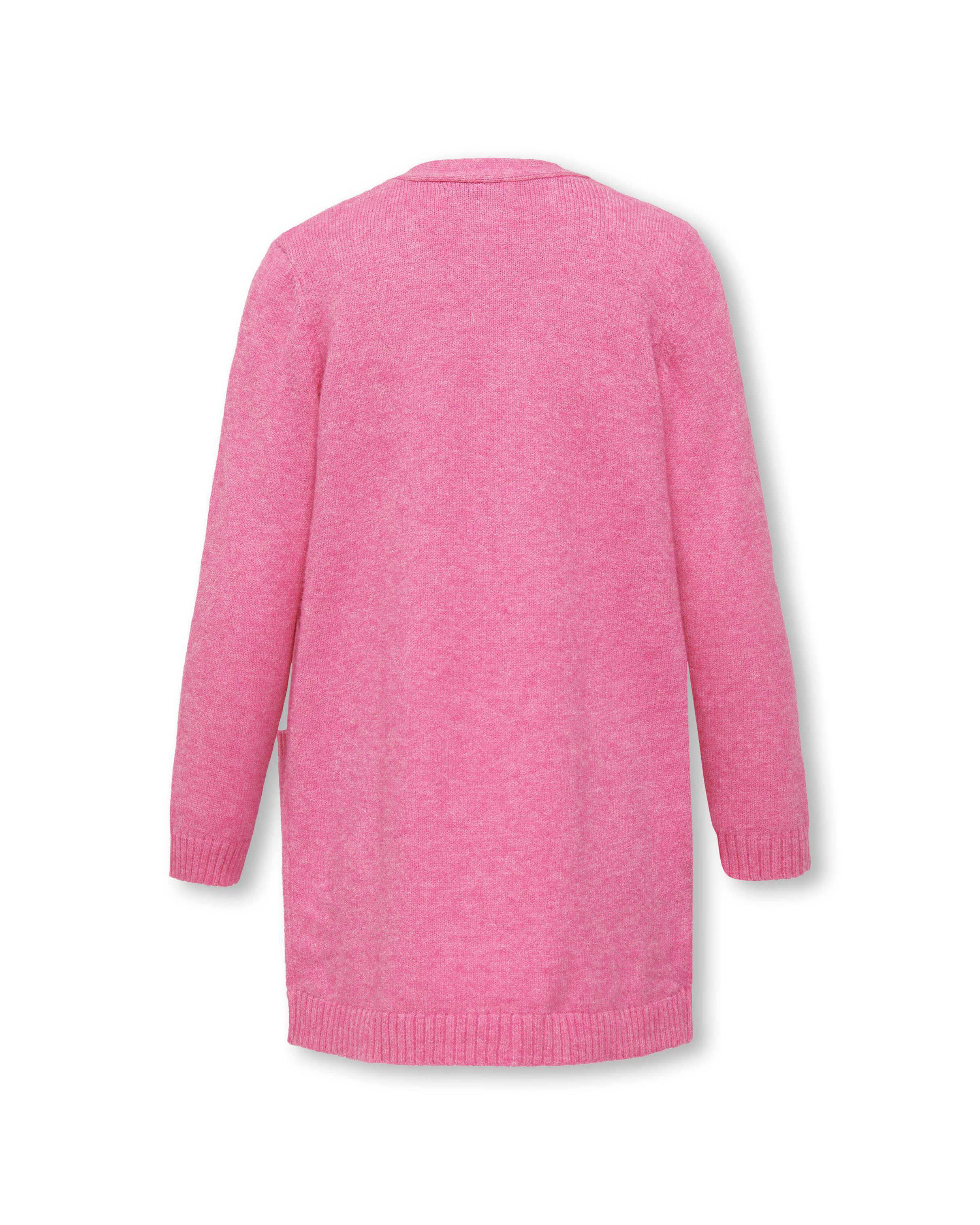Cardigan aperto rosa melange in viscosa con tasche applicate ai fianchi 10-14 anni image