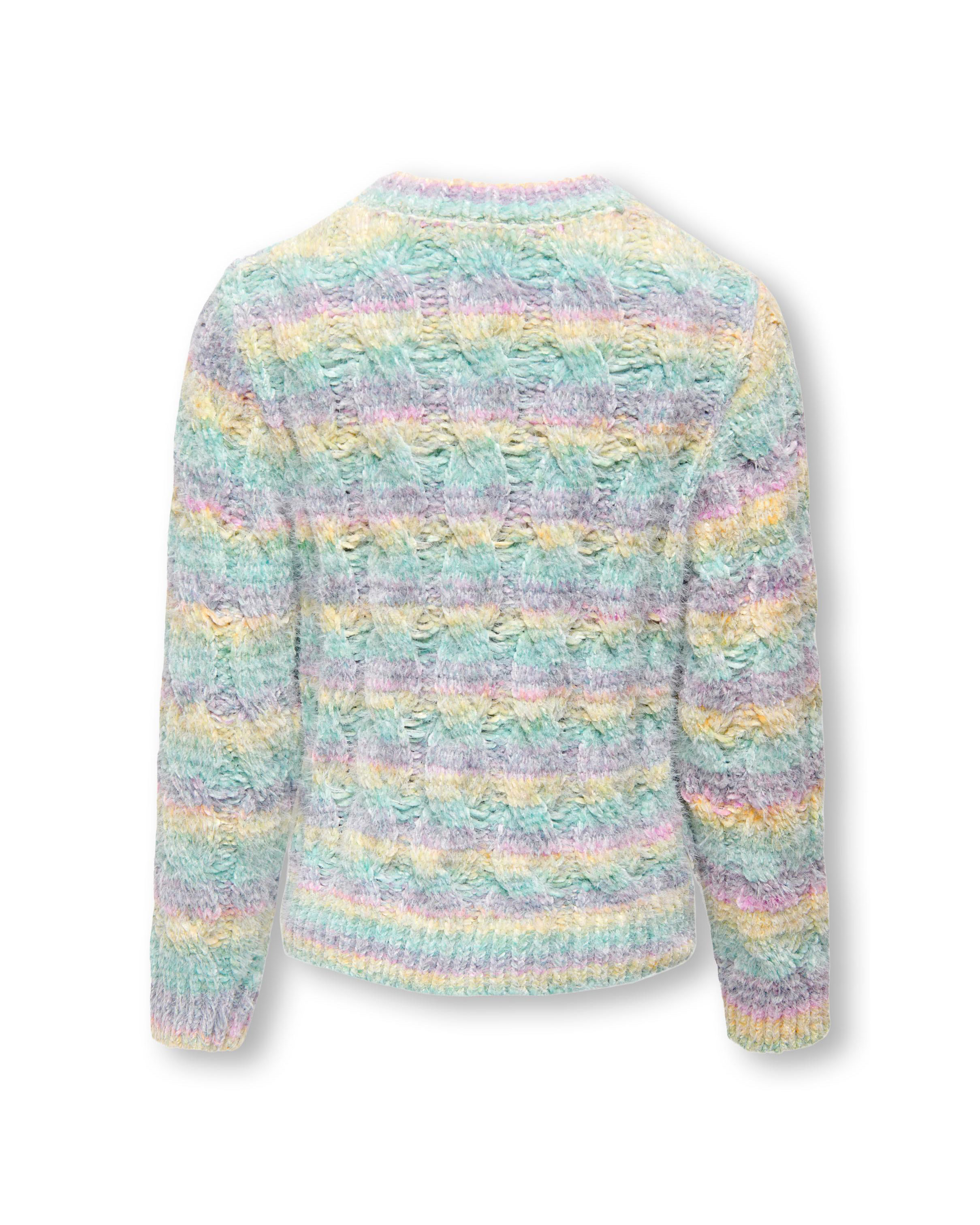 Maglia girocollo in ciniglia con motivo a righe sfumate dai colori pastello lavorata a trecce 8-14 anni image