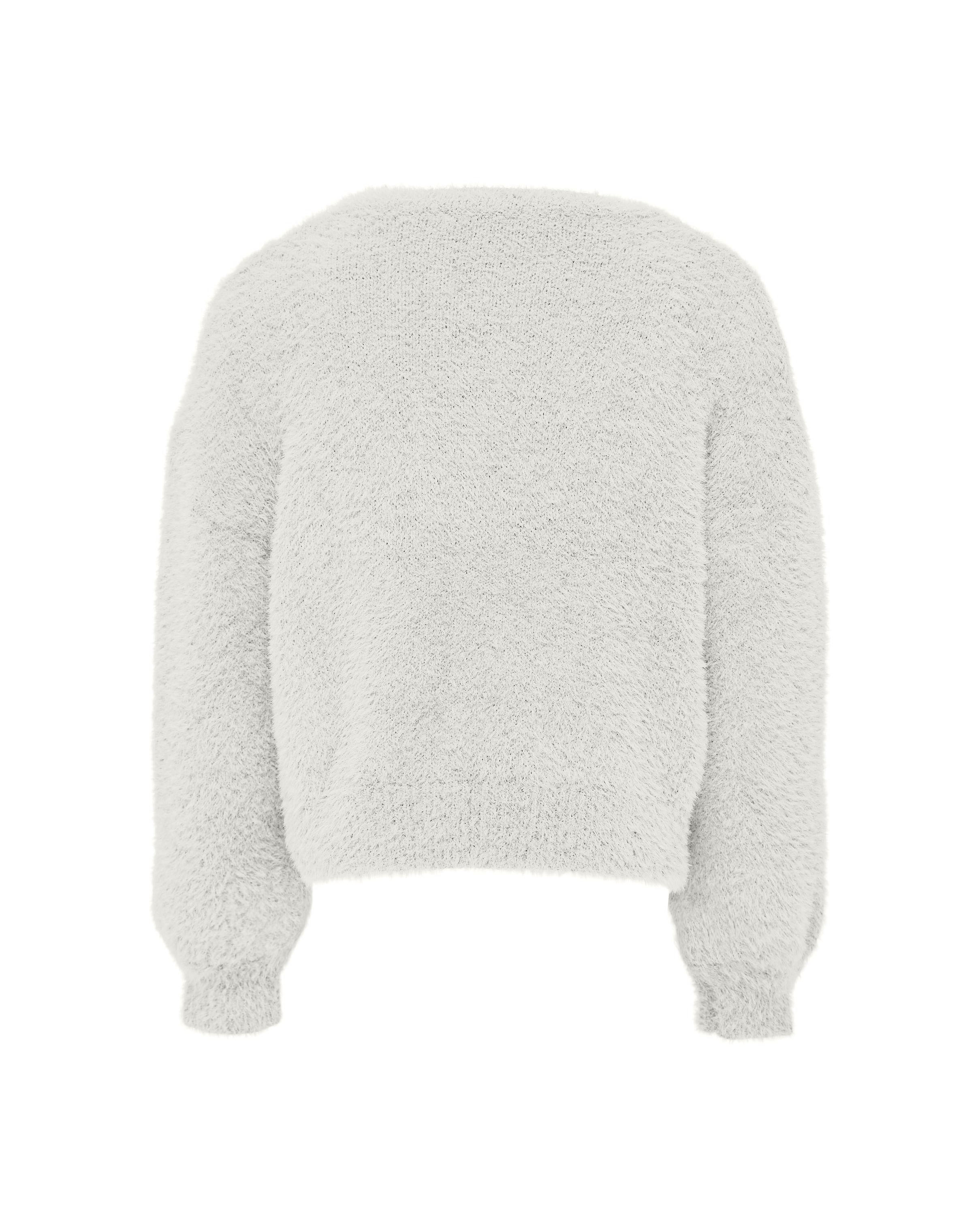 Maglia girocollo color avorio lavorata a punto pelliccia 8-14 anni image