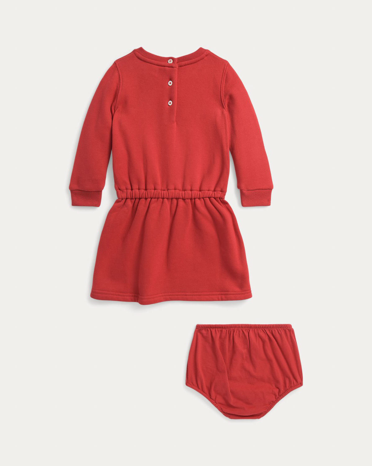 Abito Ralph Lauren rosso in felpa di cotone con ricamo Polo Bear  image