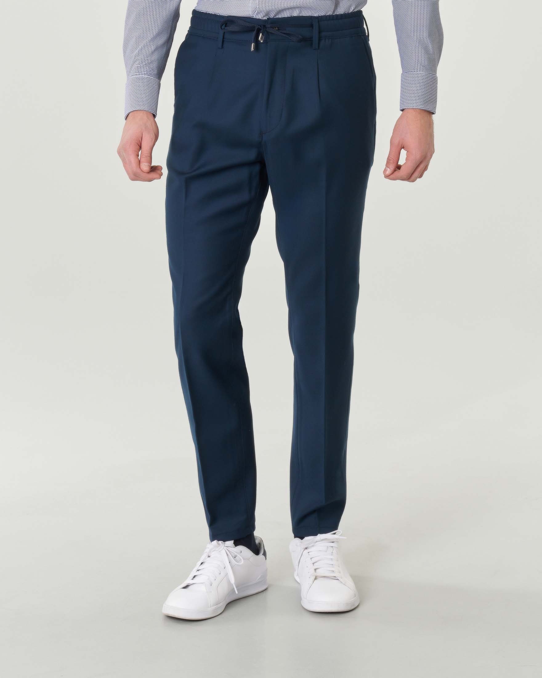 Pantalaccio Mitte blu tapered-fit in lana vergine superfine 110's