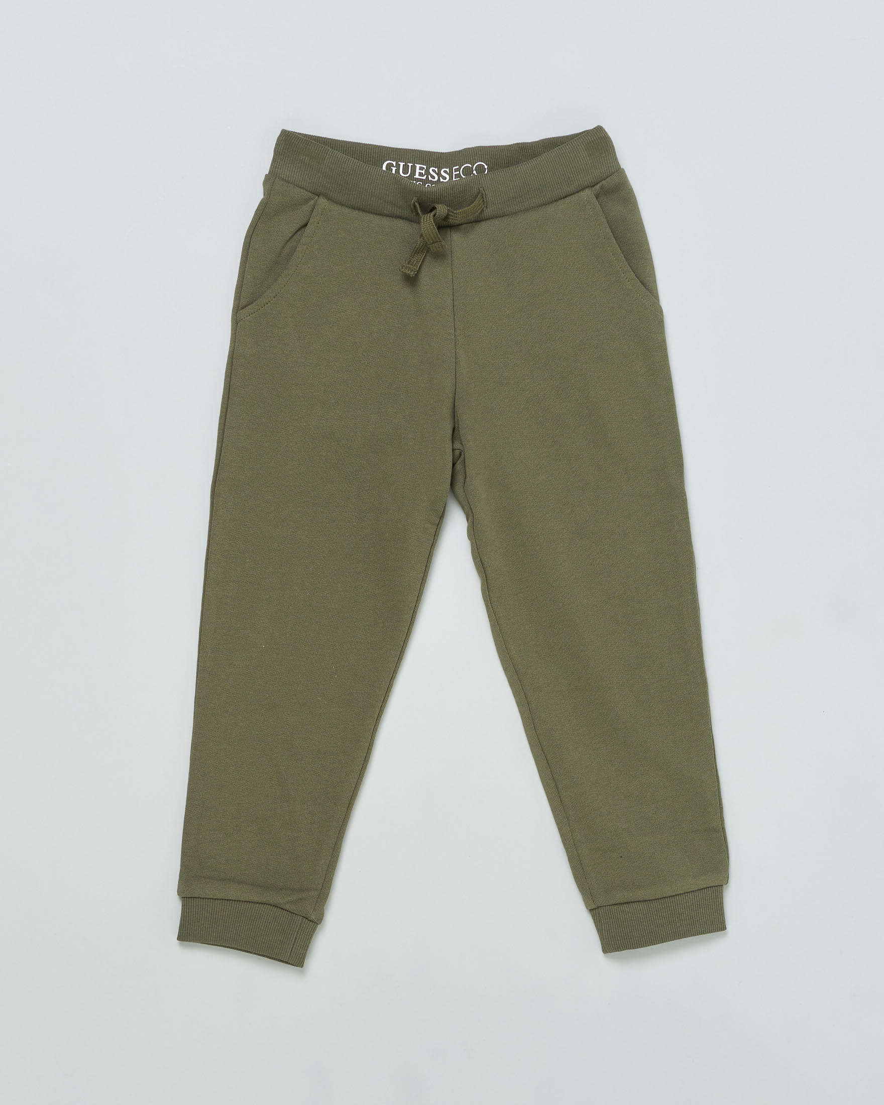 Joggers in felpa verde militare con coulisse in vita e logo stampato sul retro 