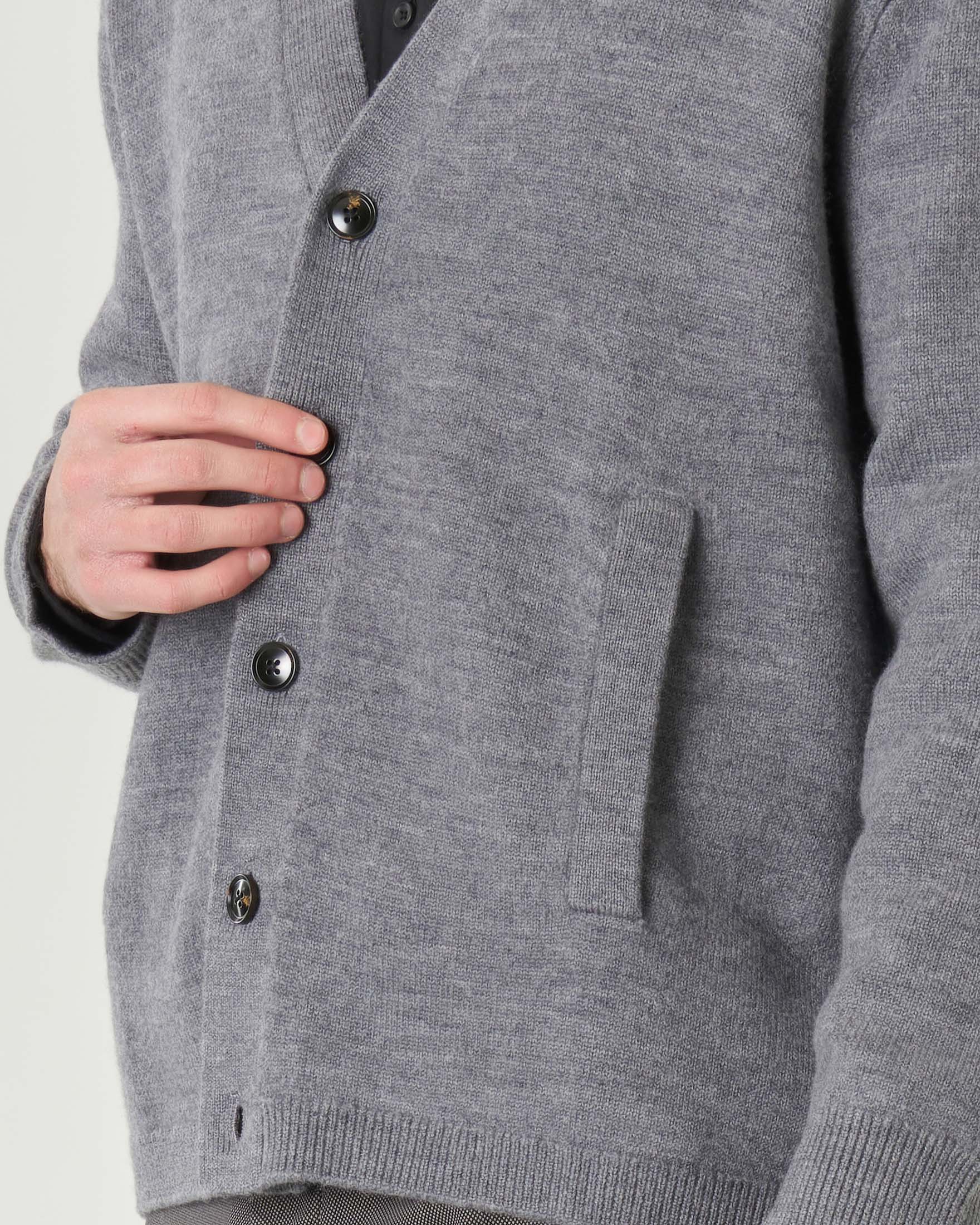 Cardigan Pellizzari finezza 5 oversize grigio in pura lana merino image