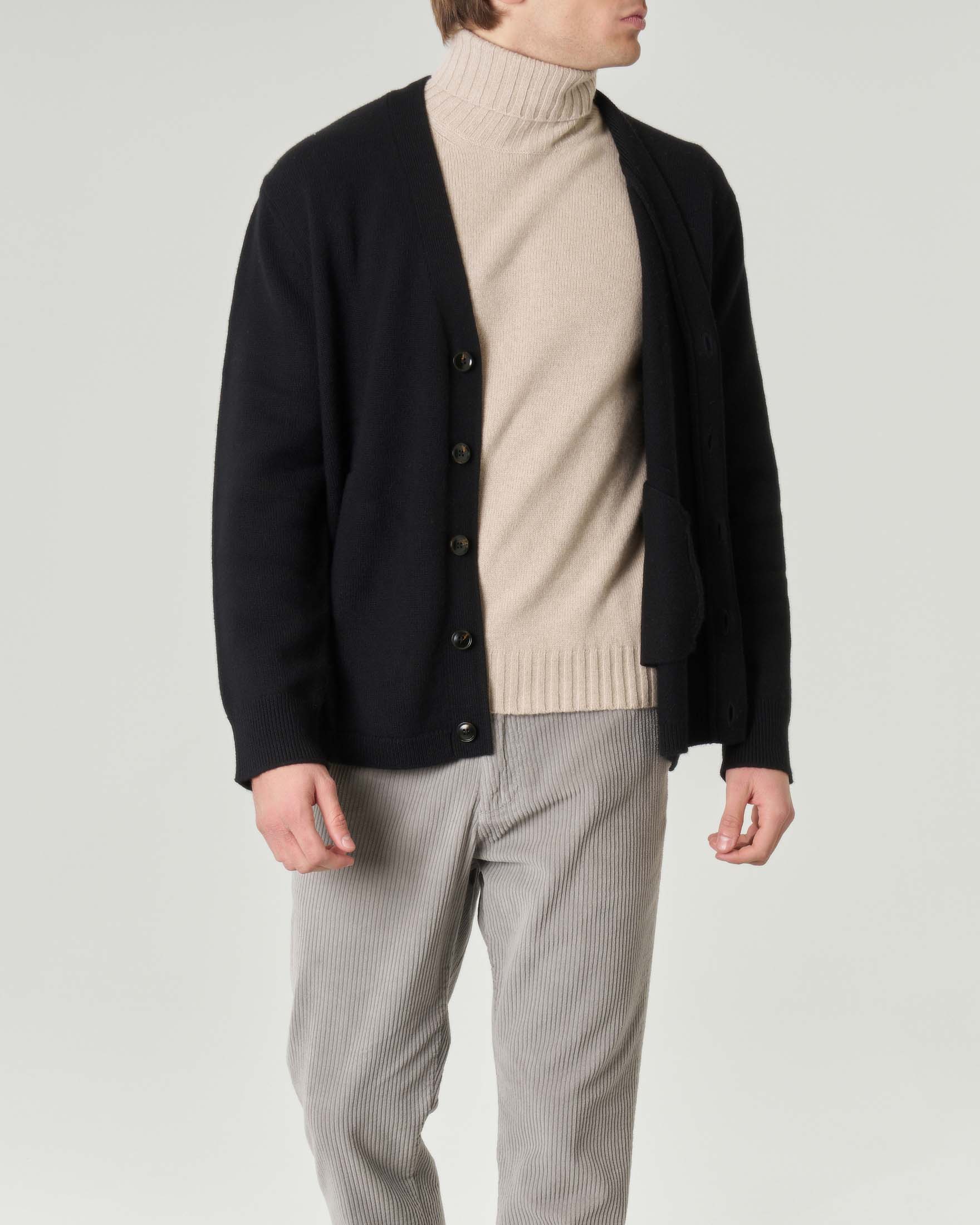 Cardigan Pellizzari finezza 5 oversize nero in pura lana merino image