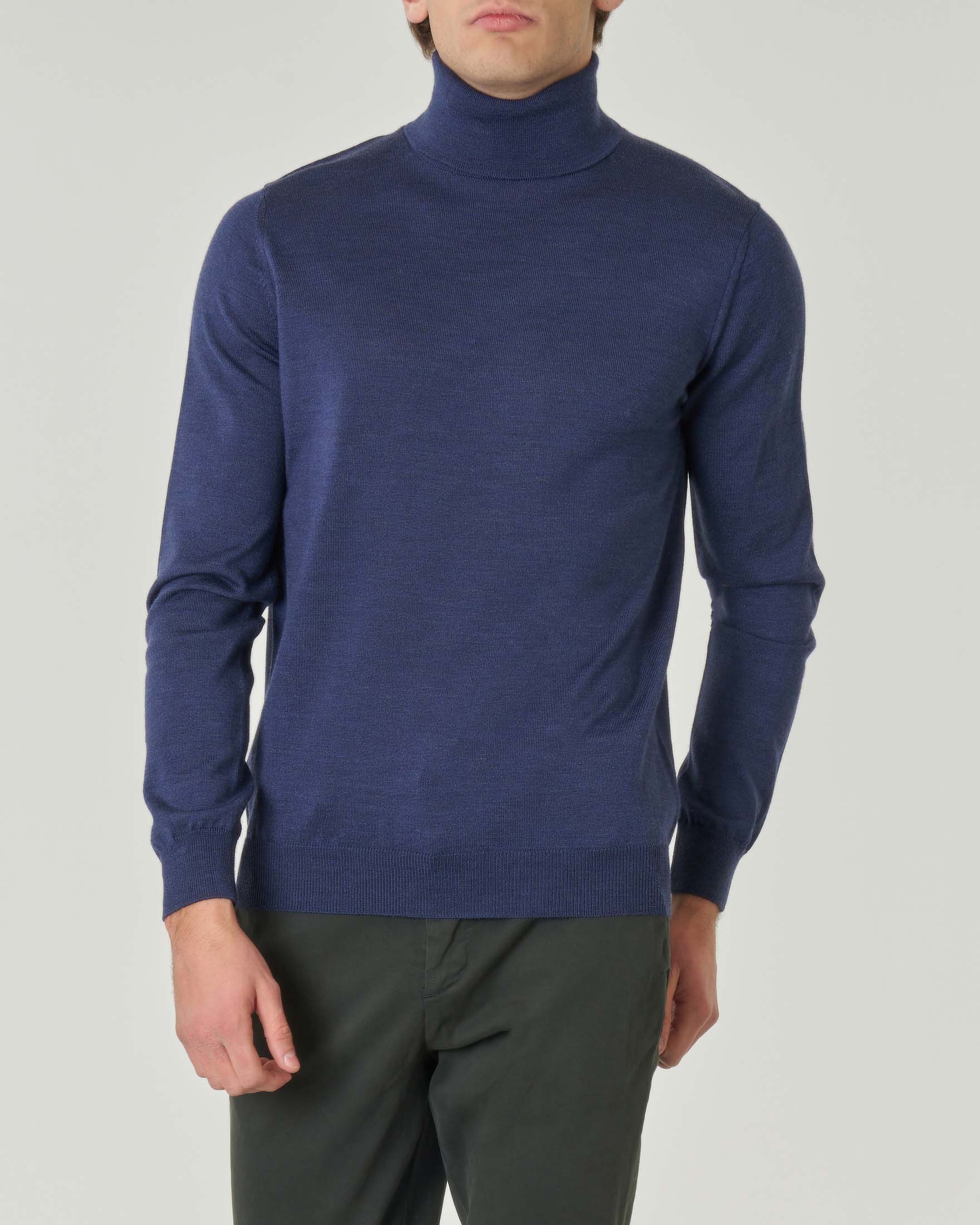 Dolcevita Rodolfo Pellizzari blu melange in pura lana merino