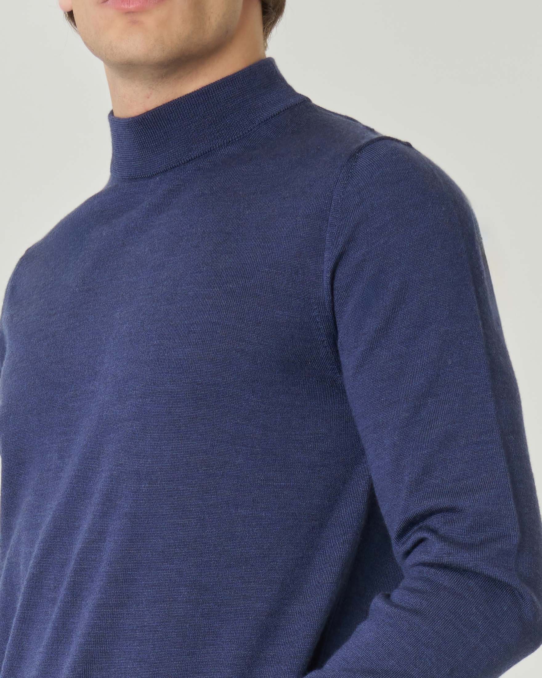 Lupetto Rodolfo Pellizzari blu melange in pura lana merino image