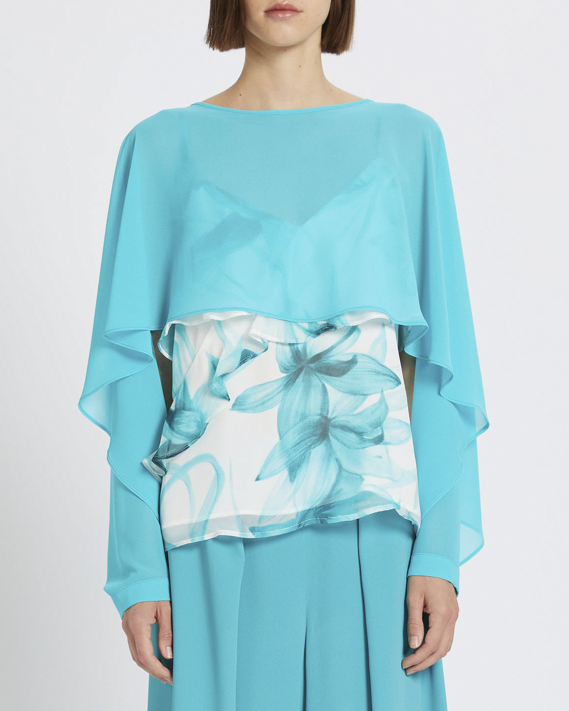 Coprispalle in georgette color smeraldo con maniche lunghe