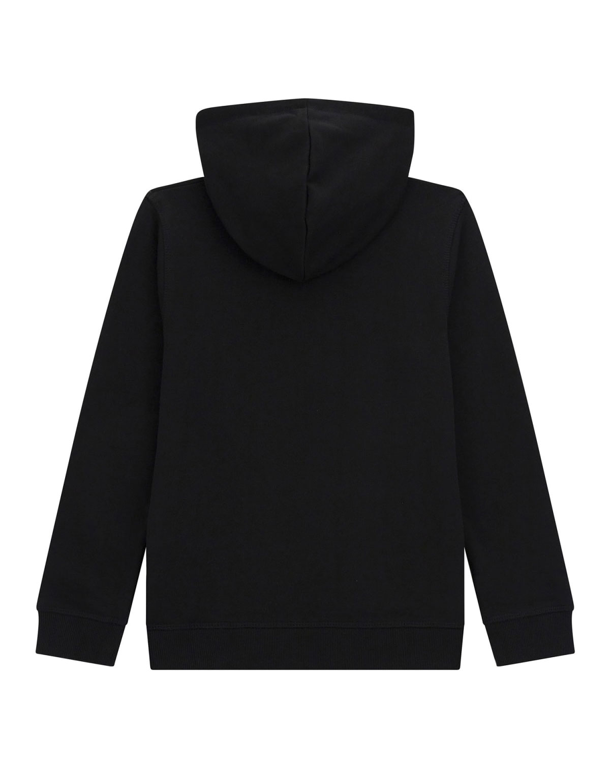 Felpa nera in cotone con cappuccio e logo triangolo rosso stampato  image