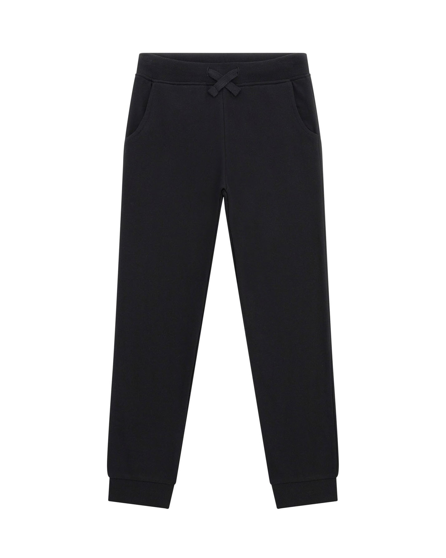 Pantalone nero in felpa di cotone con coulisse 