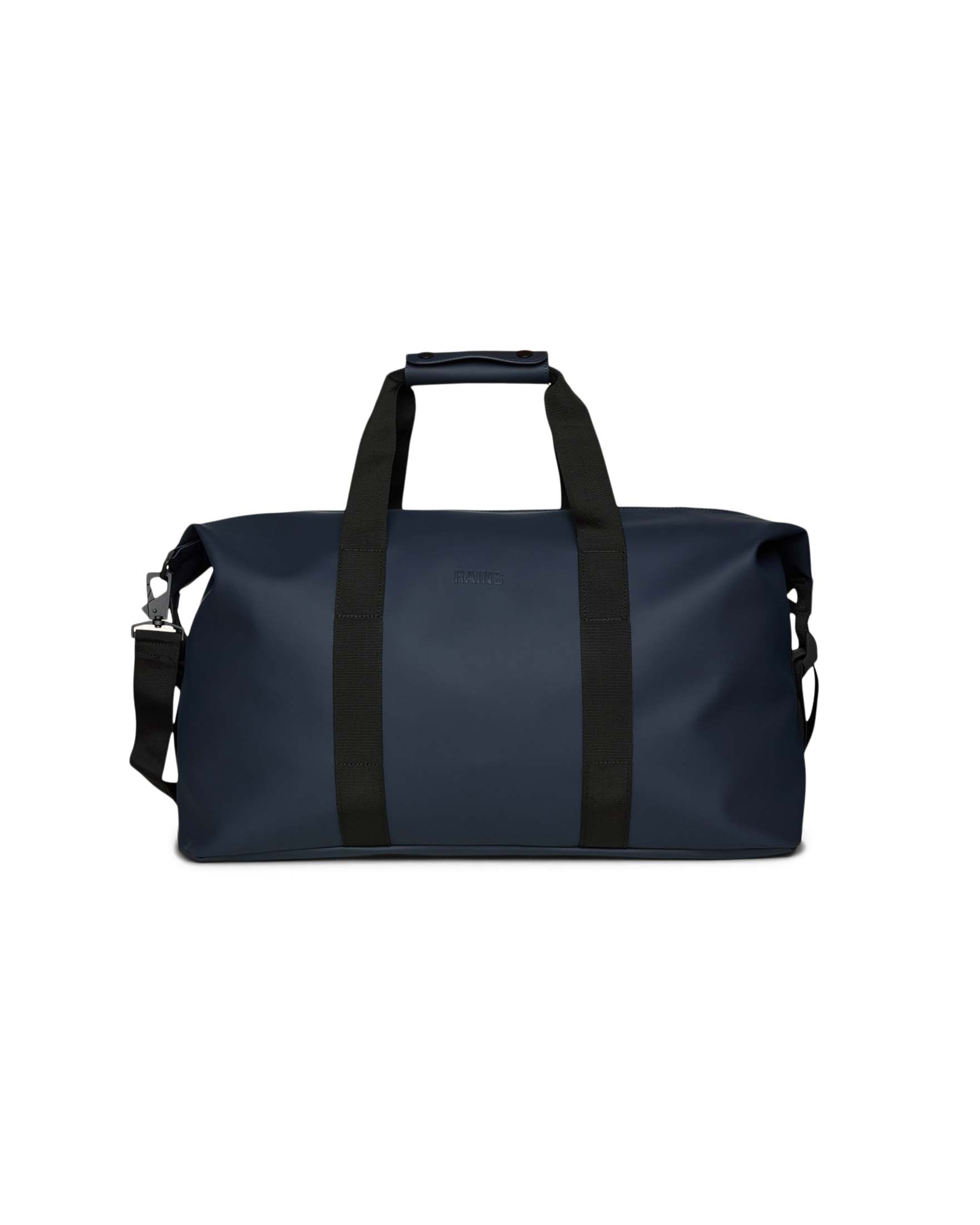 Borsa Weekend Bag blu in tessuto impermeabile effetto gommato con tracolla removibile