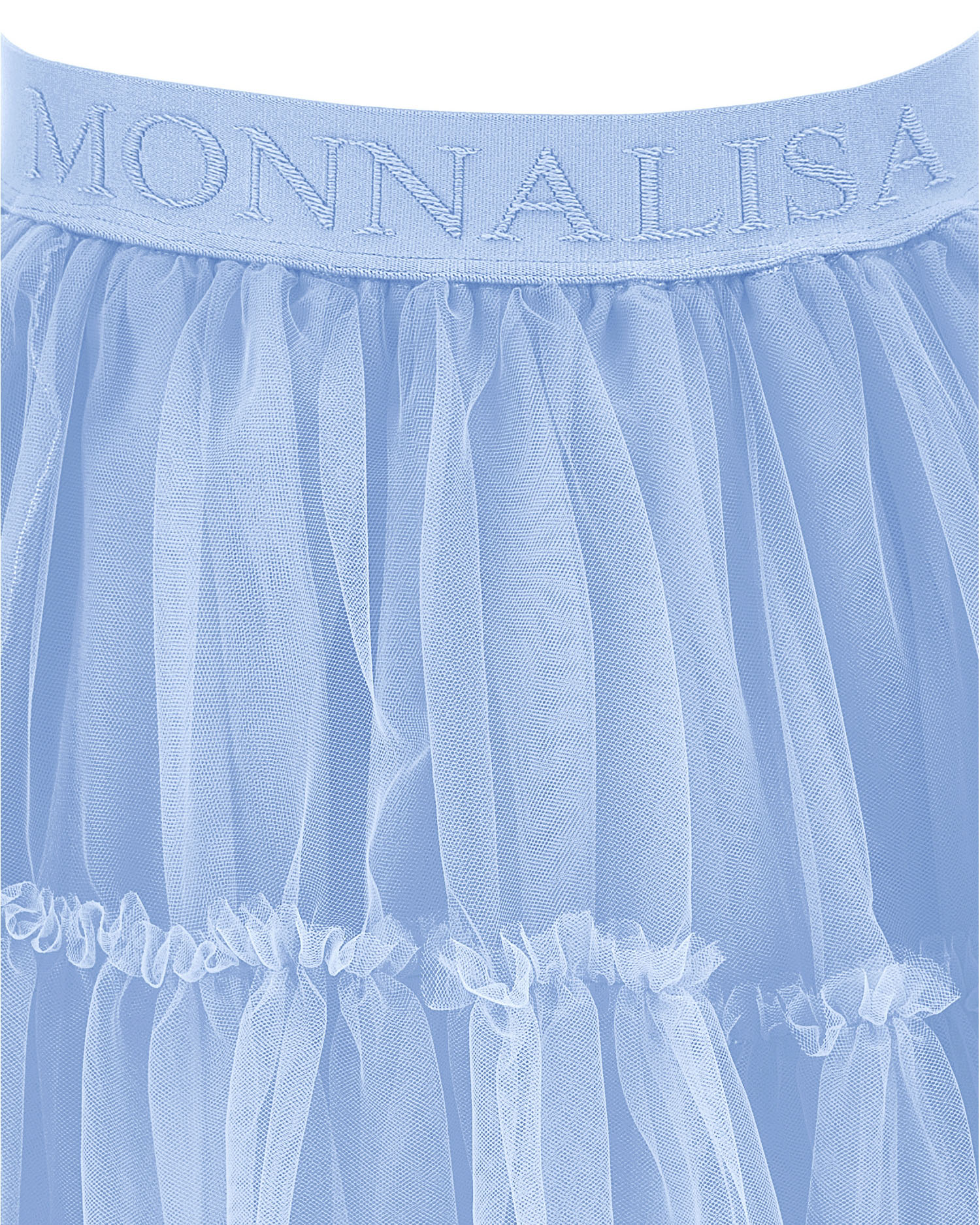 Gonna Monnalisa a lunghezza media in tulle azzurro con balze  image