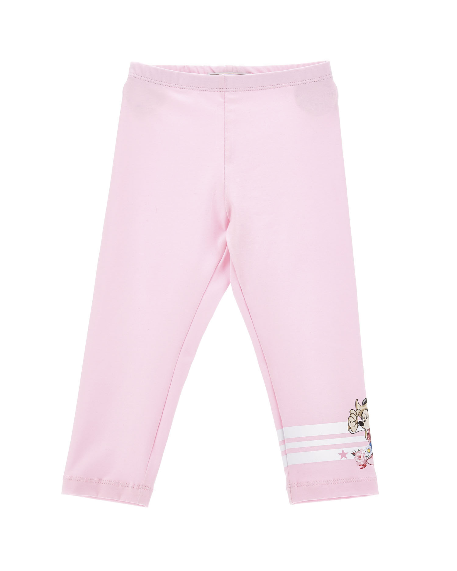 Leggins rosa in cotone stretch con stampa 'Minnie rodeo'