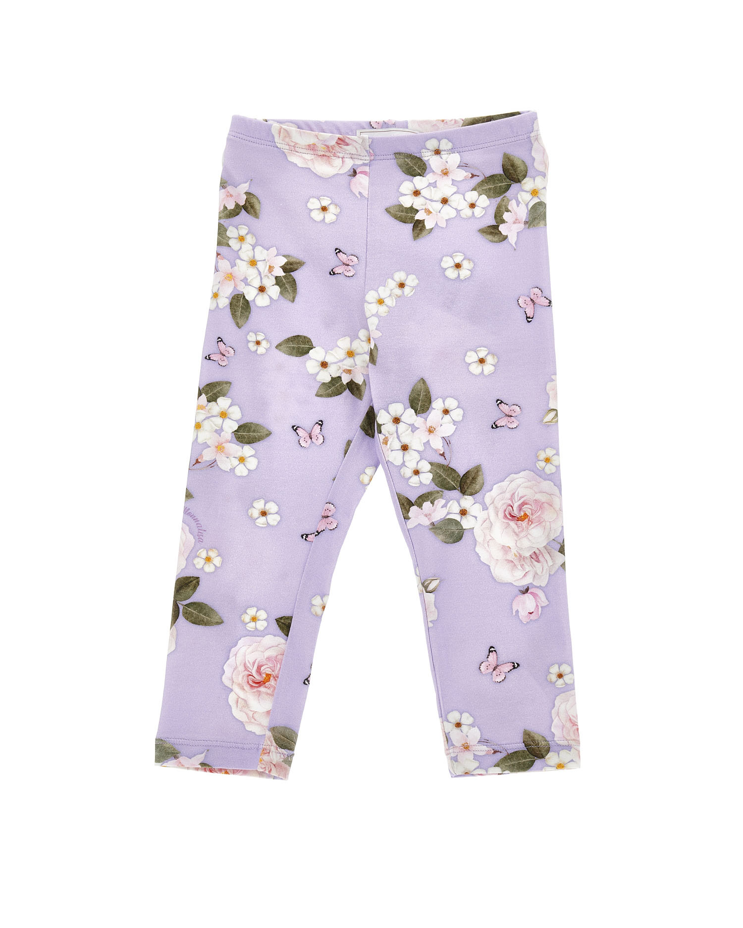 Leggins lilla a fantasia floreale in cotone stretch 