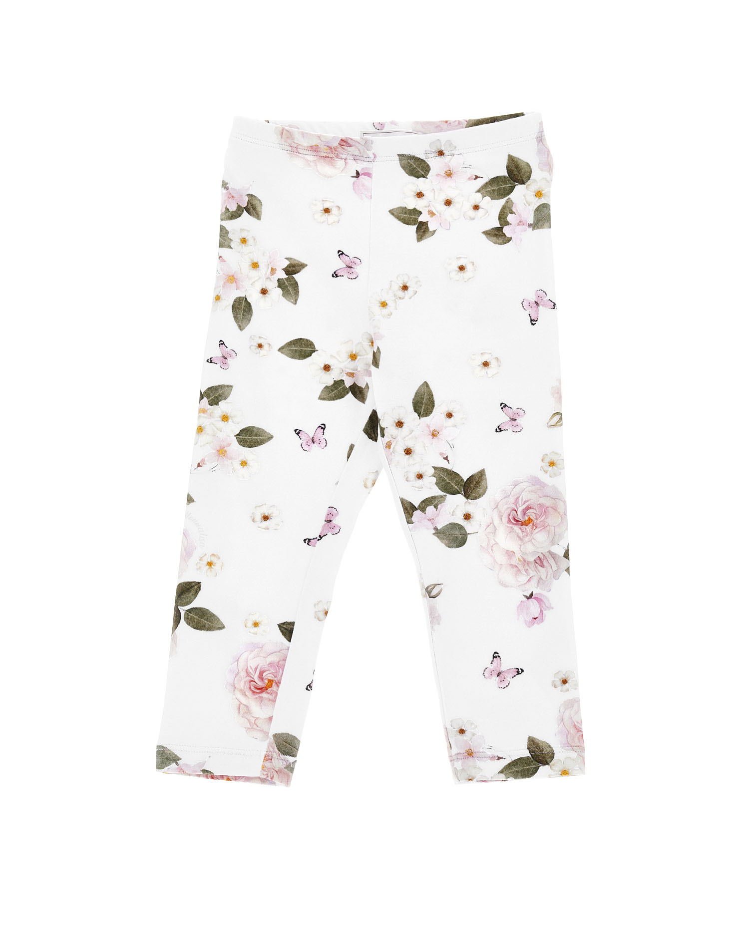 Leggins bianchi a fantasia floreale in cotone stretch