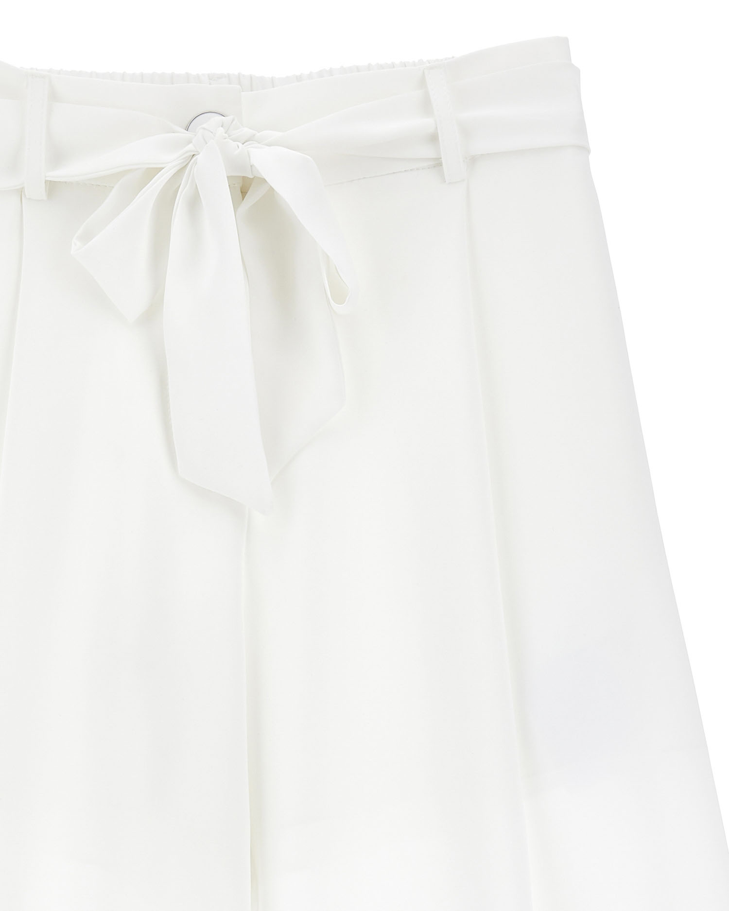 Pantalone bianco in cady leggero a palazzo con fiocco  image