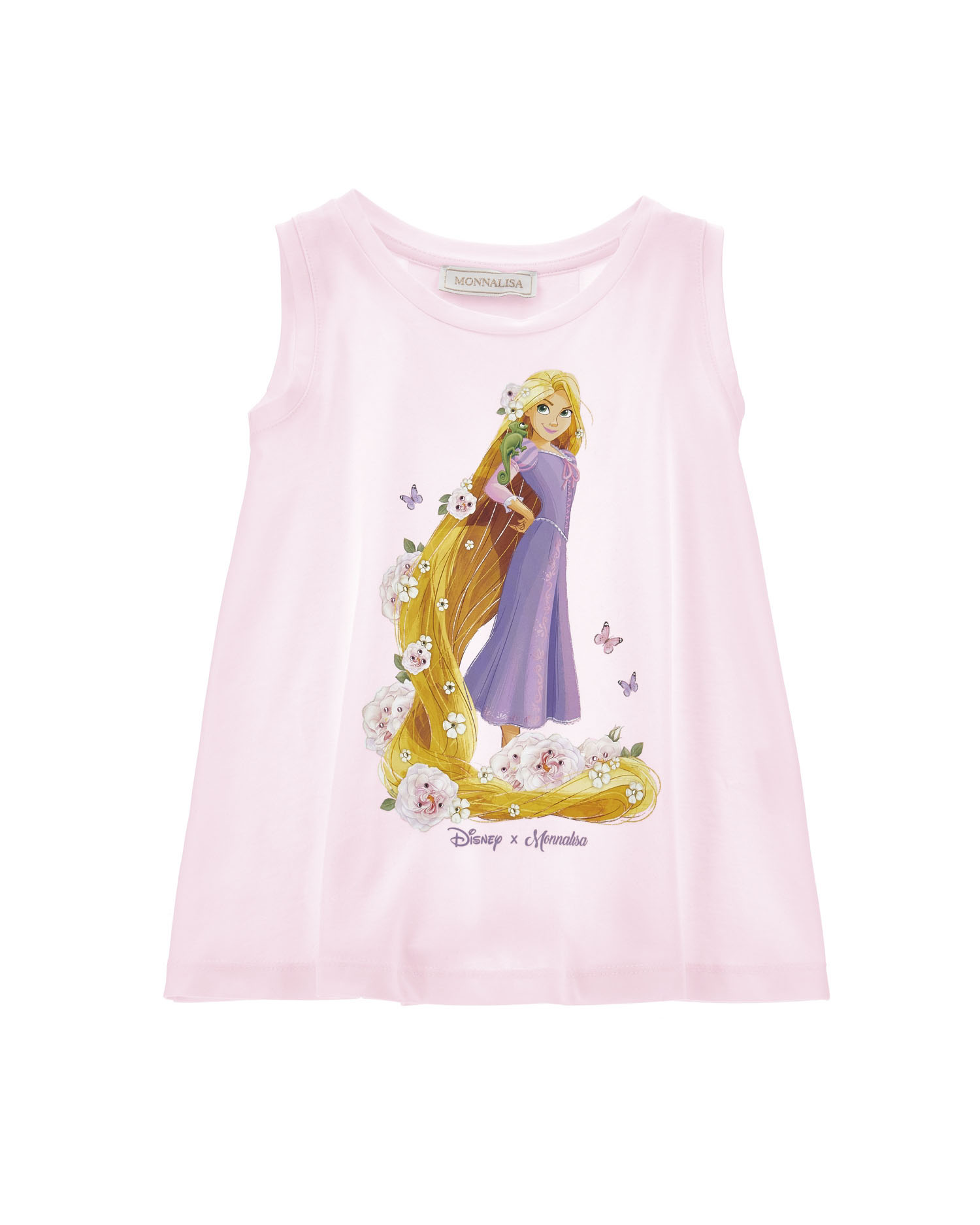 Canotta rosa over in cotone con maxi stampa Rapunzel
