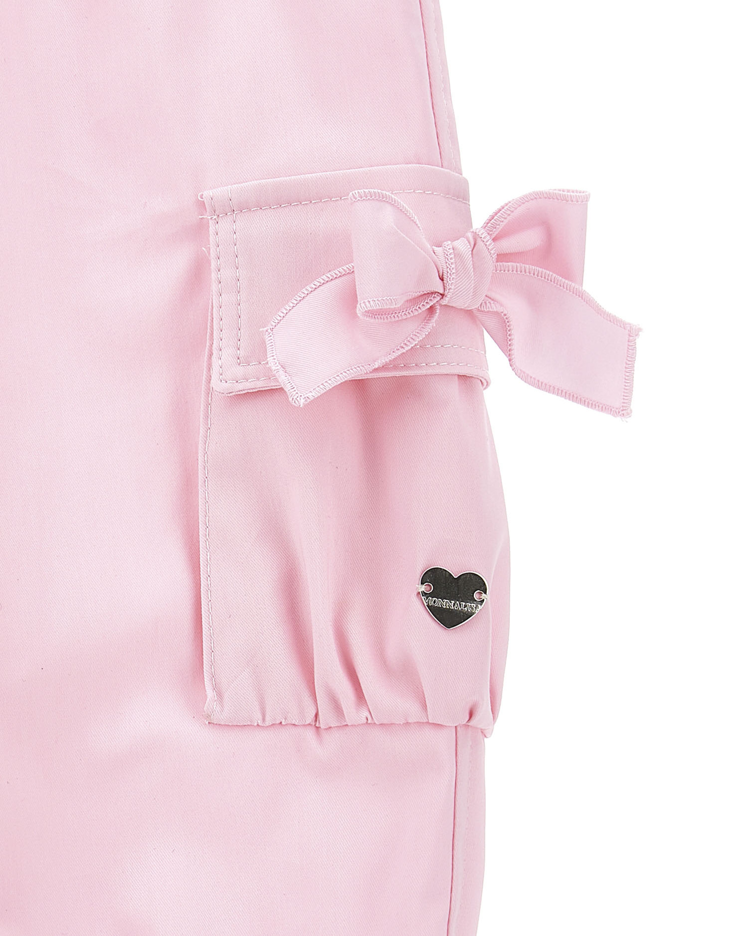 Pantalone cargo rosa in cotone stretch con fiocchi in tono  image